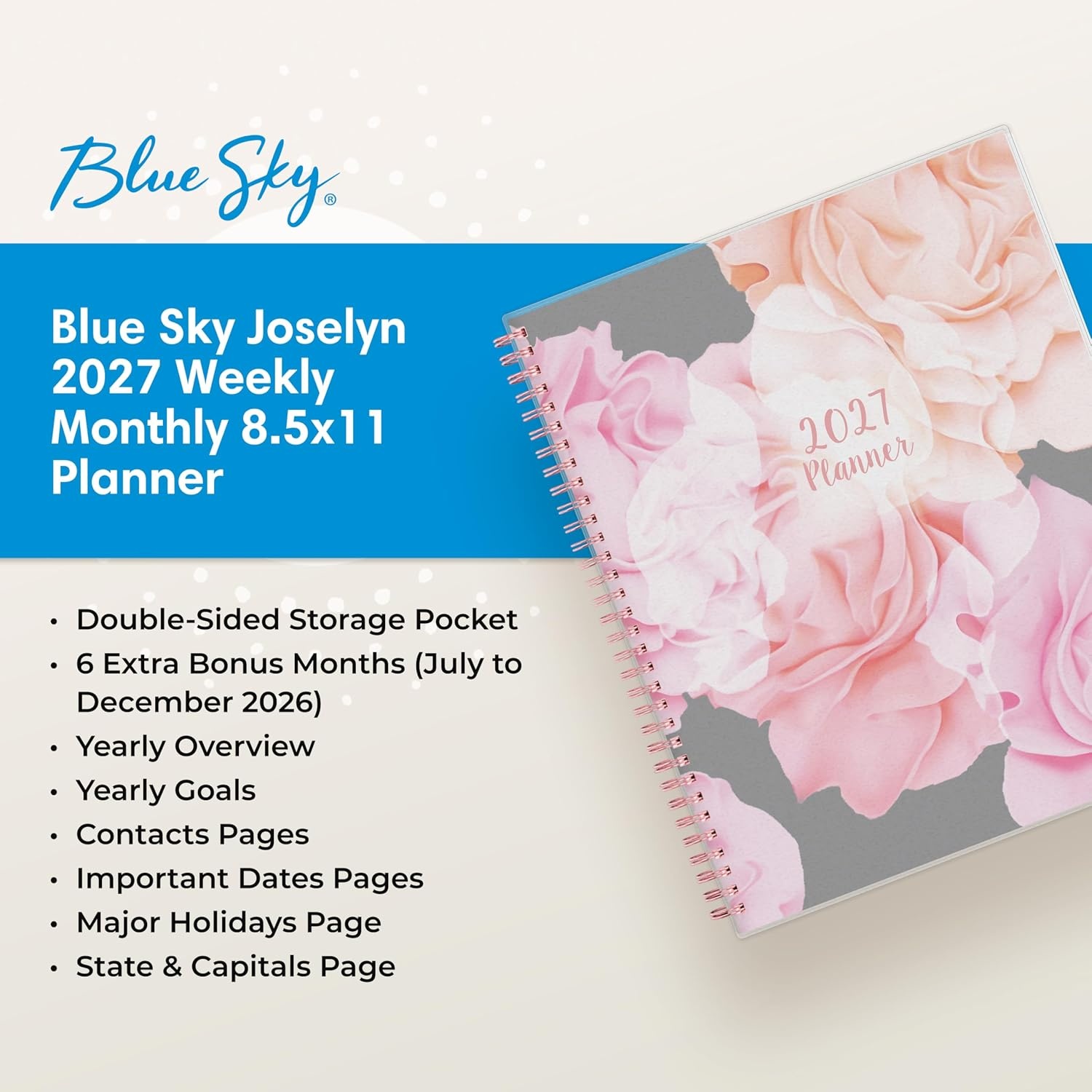 image:imageBlue Sky 2027 Weekly amp Monthly Planner Calendar 5x8 JoselynJoselyn 2027