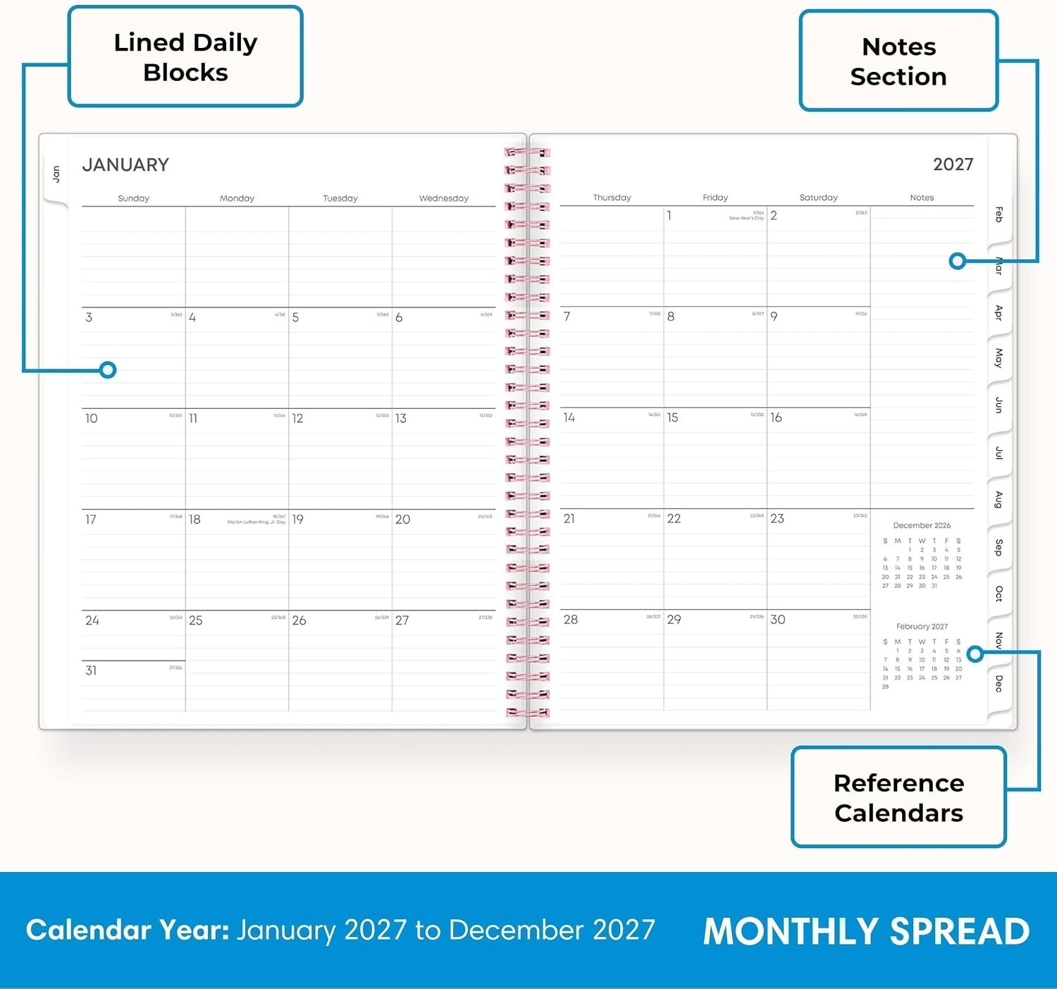 image:imageBlue Sky 2027 Weekly amp Monthly Planner Calendar 5x8 JoselynJoselyn 2027