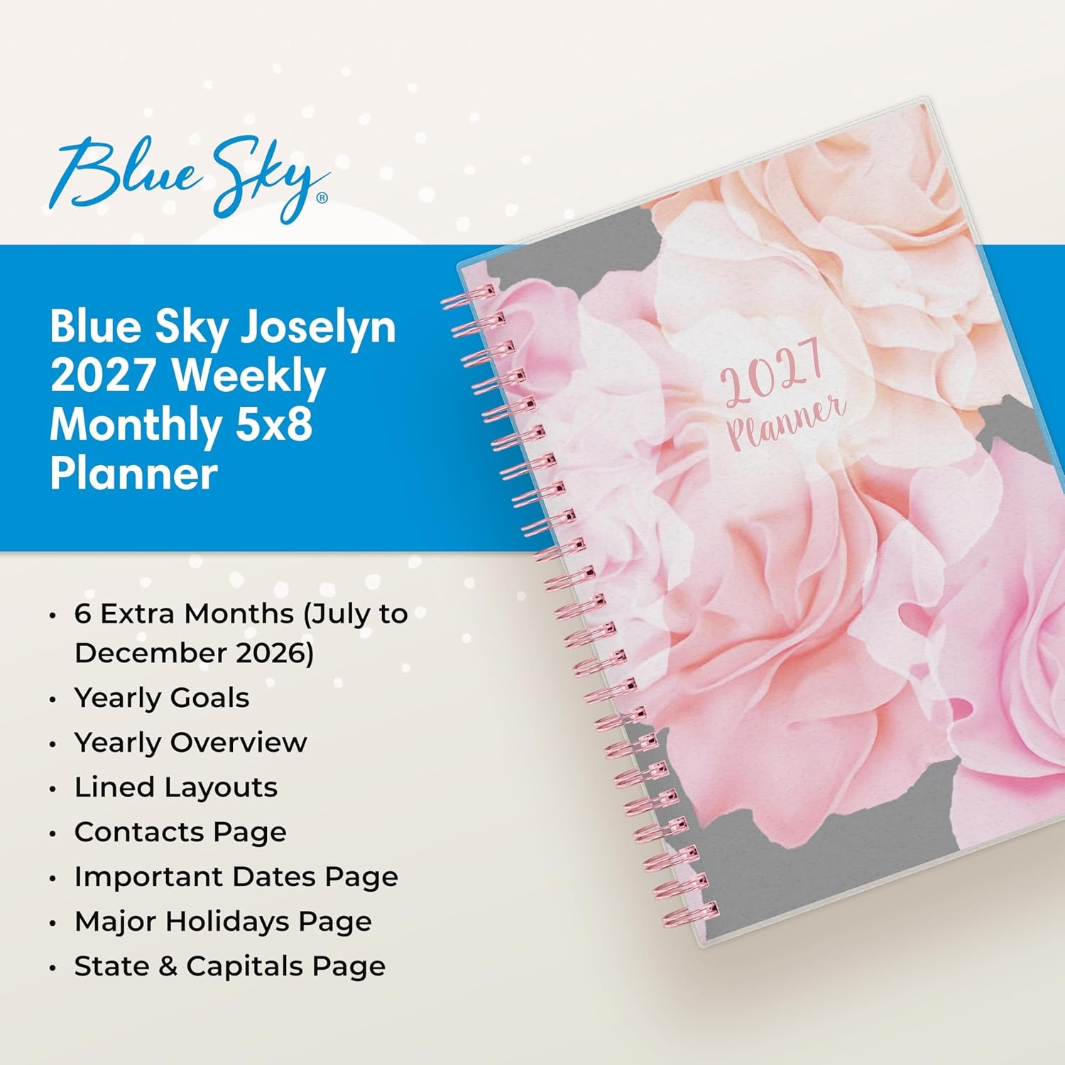 image:imageBlue Sky 2027 Weekly amp Monthly Planner Calendar 5x8 JoselynJoselyn 2027