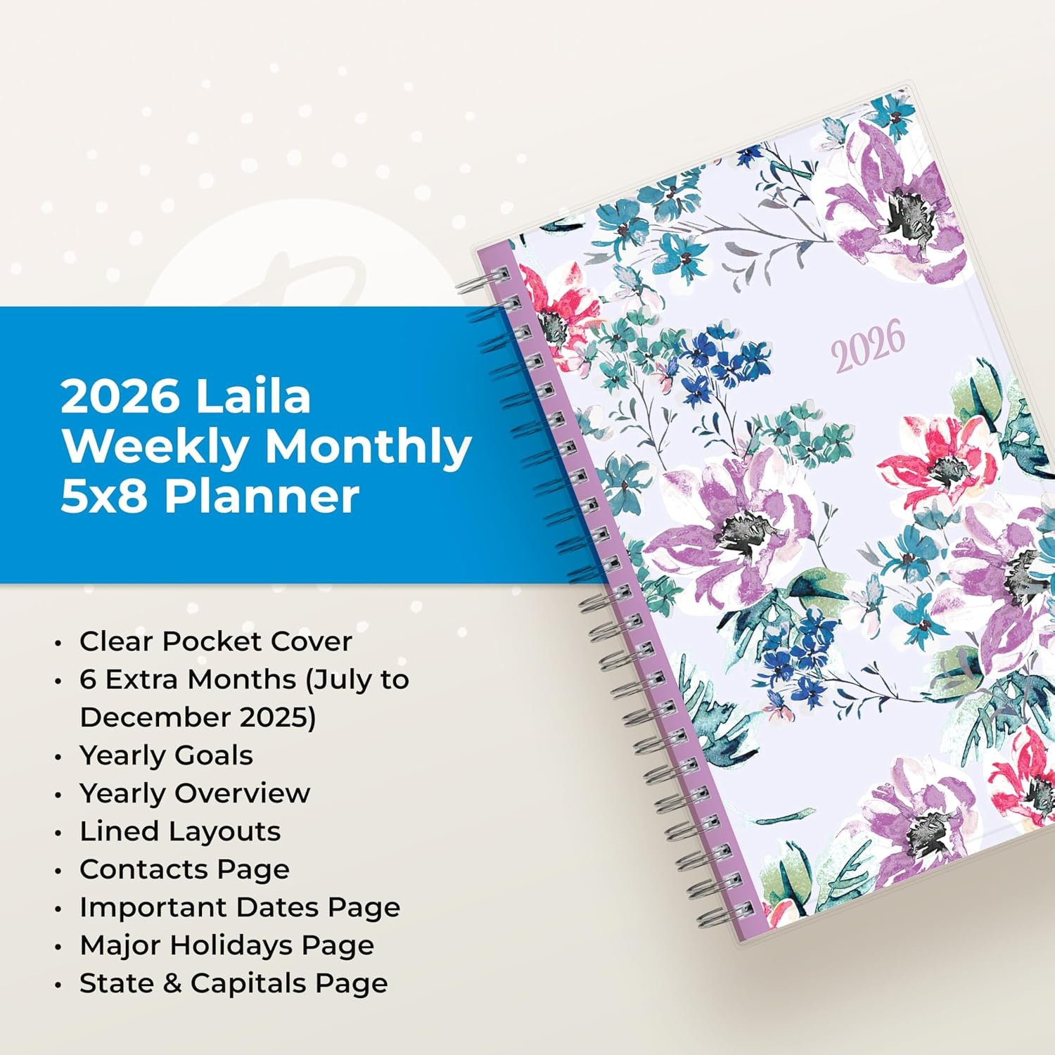 image:imageBlue Sky 2027 Weekly amp Monthly Planner Calendar 5x8 LailaLaila 2026