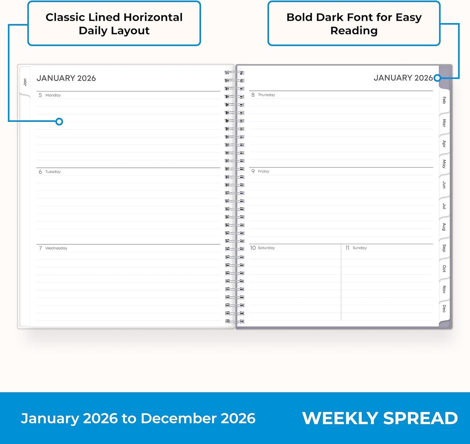 image:imageBlue Sky 2027 Weekly amp Monthly Planner Calendar 5x8 LailaLaila 2026