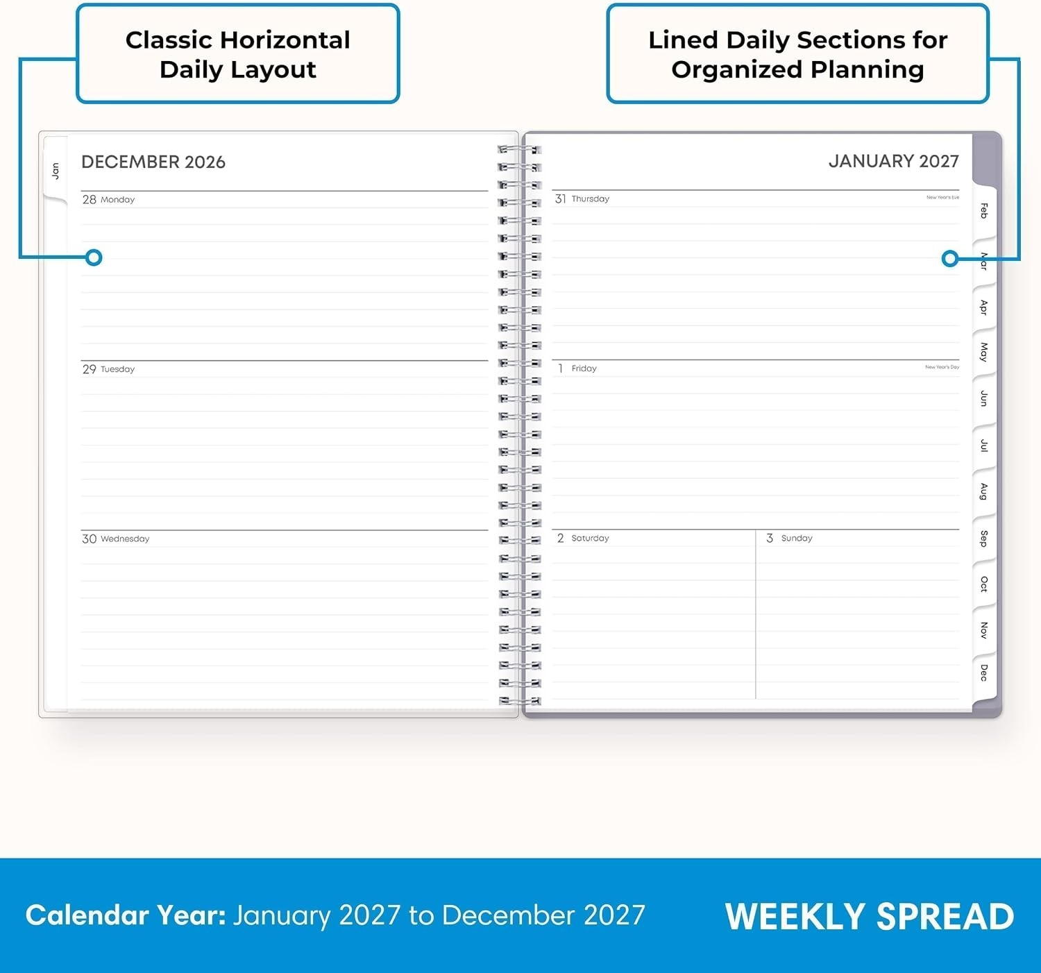 image:imageBlue Sky 2027 Weekly amp Monthly Planner Calendar 5x8 LailaLaila 2027