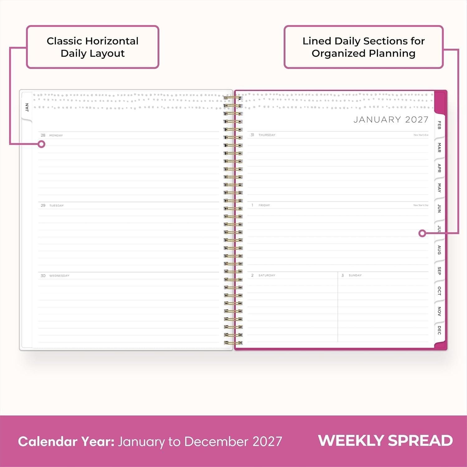 image:imageBlue Sky 2027 Weekly amp Monthly Planner Calendar 5x8 Magenta BloomsMagenta Blooms 2027