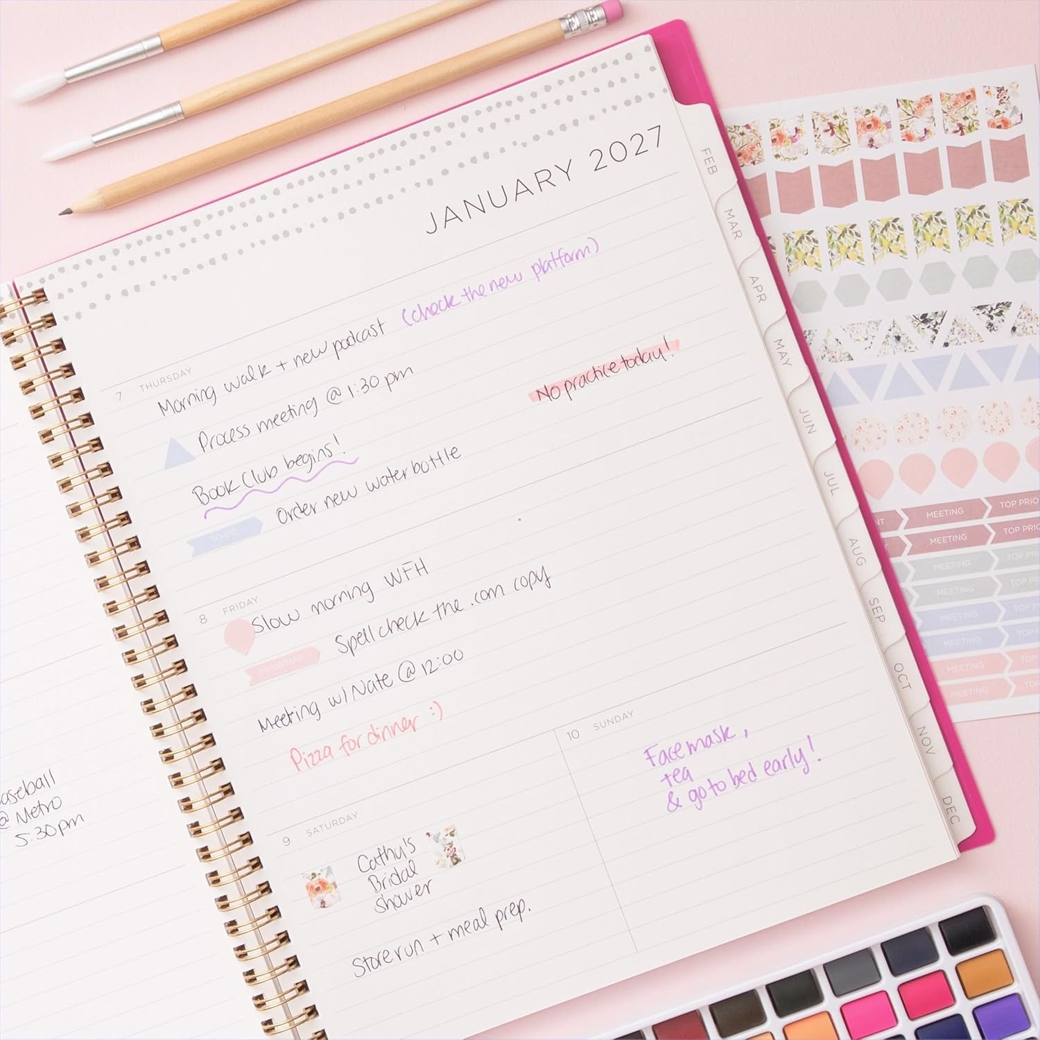 image:imageBlue Sky 2027 Weekly amp Monthly Planner Calendar 5x8 Magenta BloomsMagenta Blooms 2027
