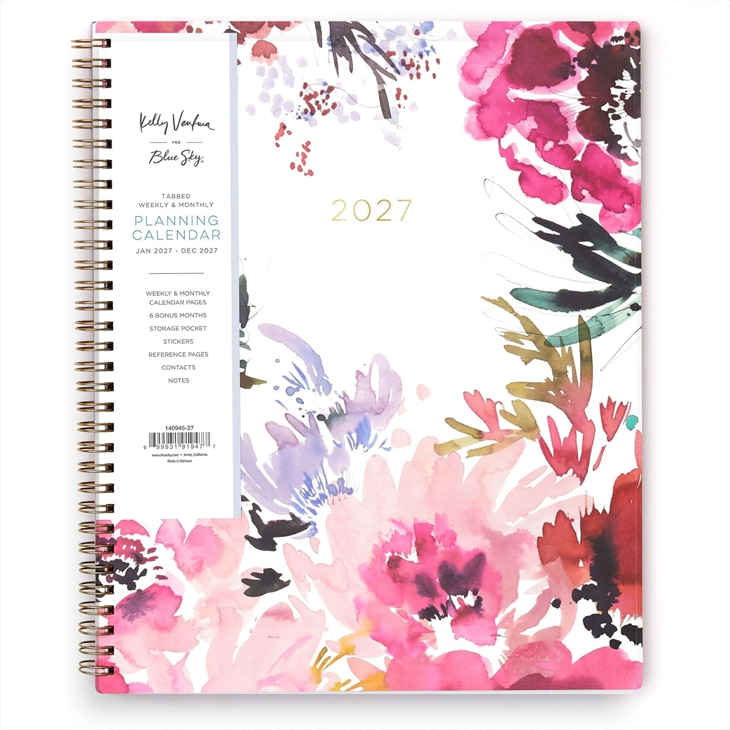 image:imageBlue Sky 2027 Weekly amp Monthly Planner Calendar 5x8 Magenta BloomsMagenta Blooms 2027