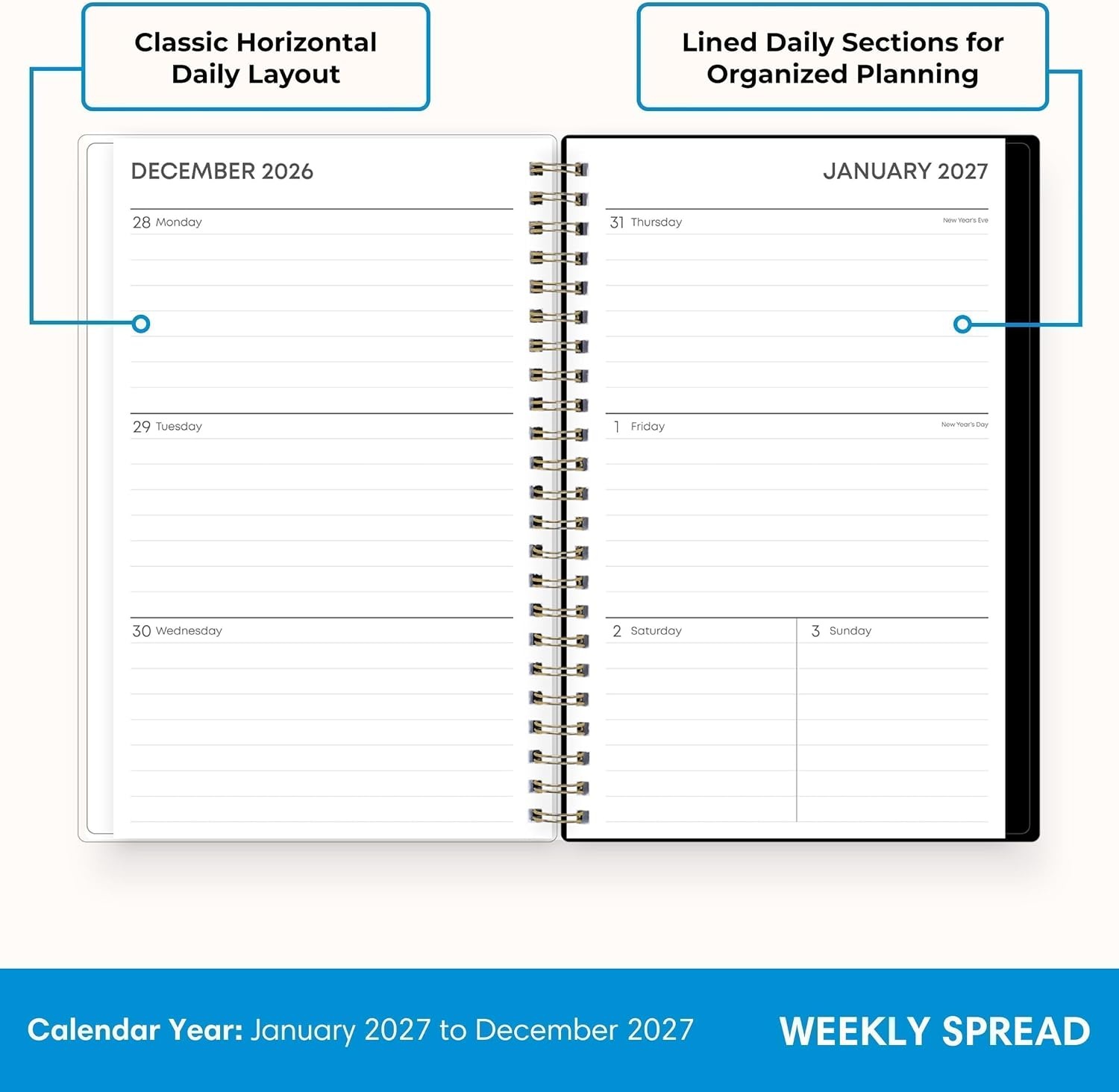 image:imageBlue Sky 2027 Weekly amp Monthly Planner Calendar 5x8 Noire
