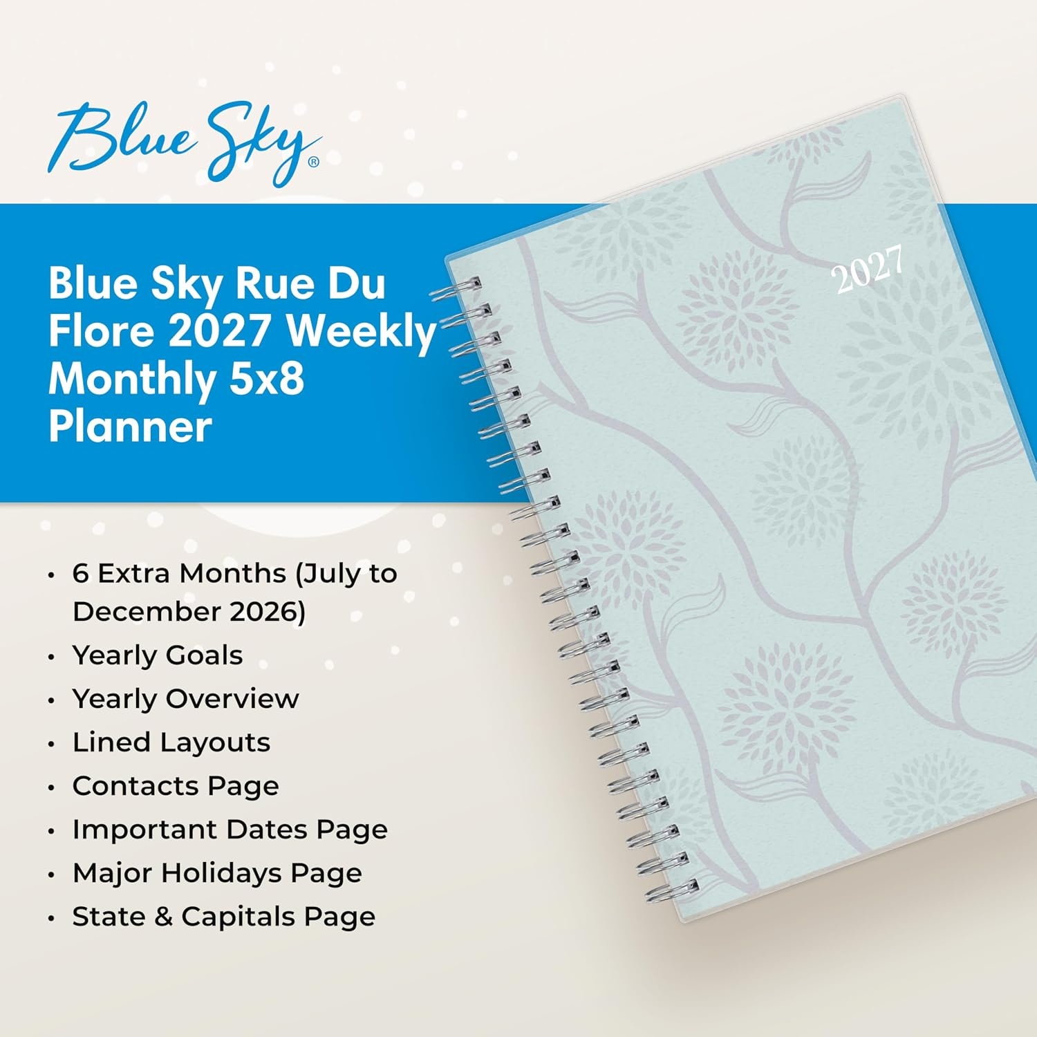 image:imageBlue Sky 2027 Weekly amp Monthly Planner Calendar 5x8 Rue Du FloreRue Du Flore 2027