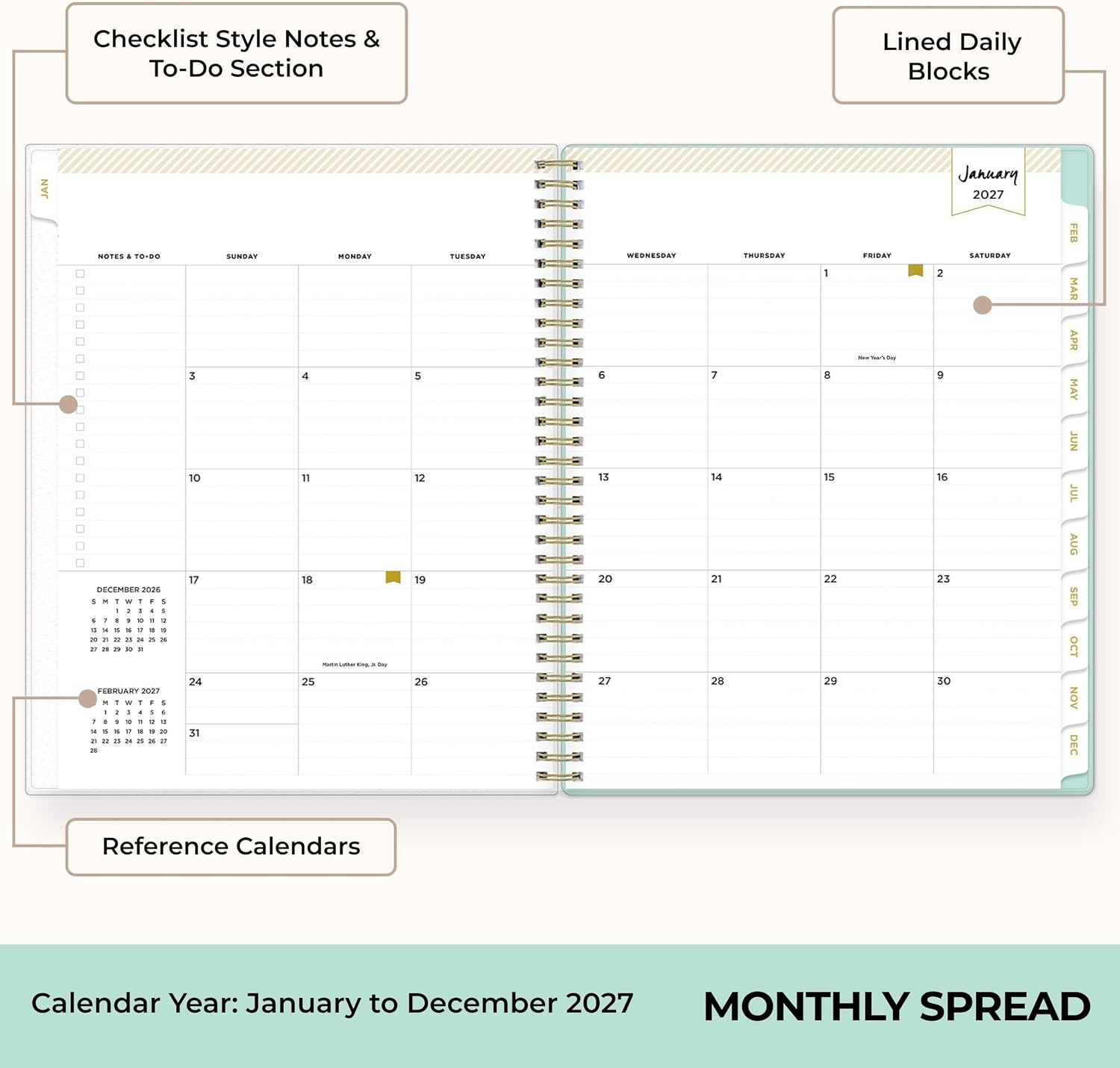 image:imageBlue Sky 2027 Weekly amp Monthly Planner Calendar 5x8 Secret Garden MintSecret Garden Mint 2027
