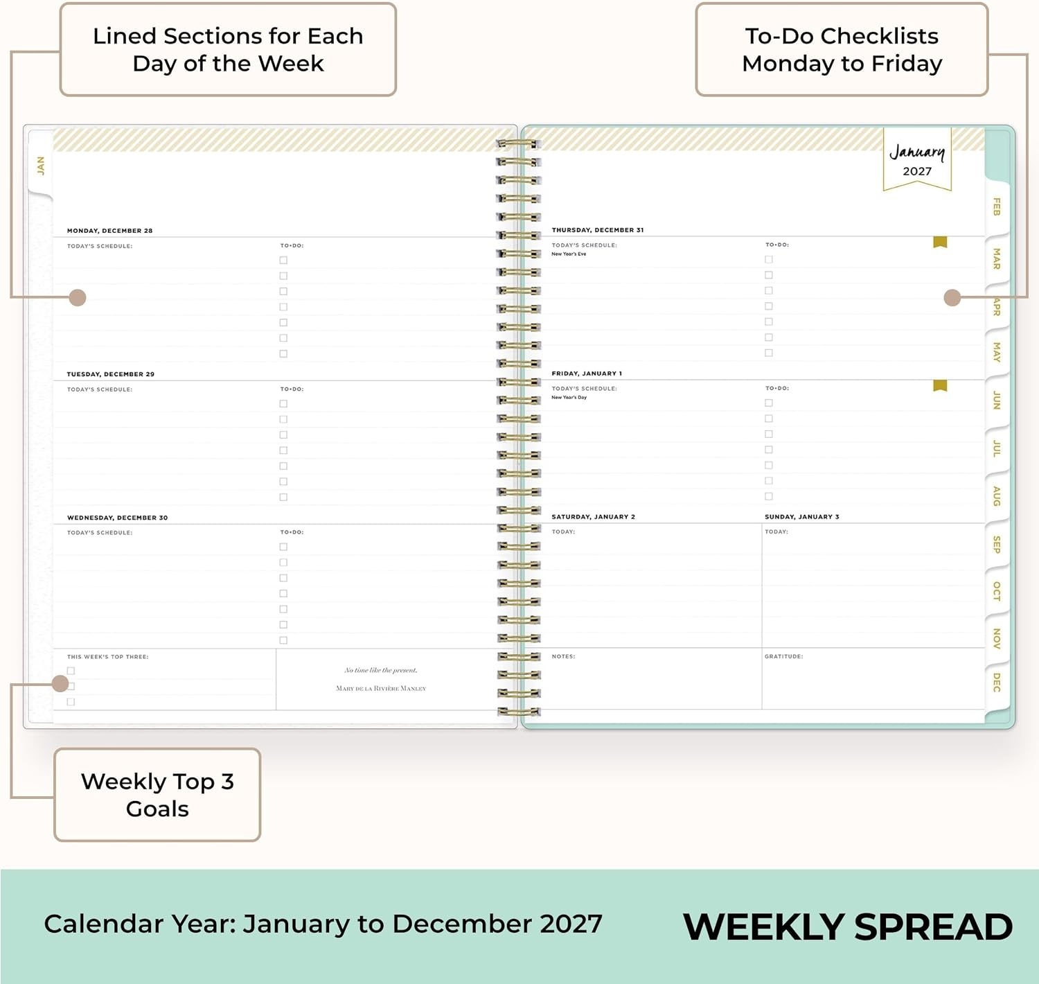image:imageBlue Sky 2027 Weekly amp Monthly Planner Calendar 5x8 Secret Garden MintSecret Garden Mint 2027
