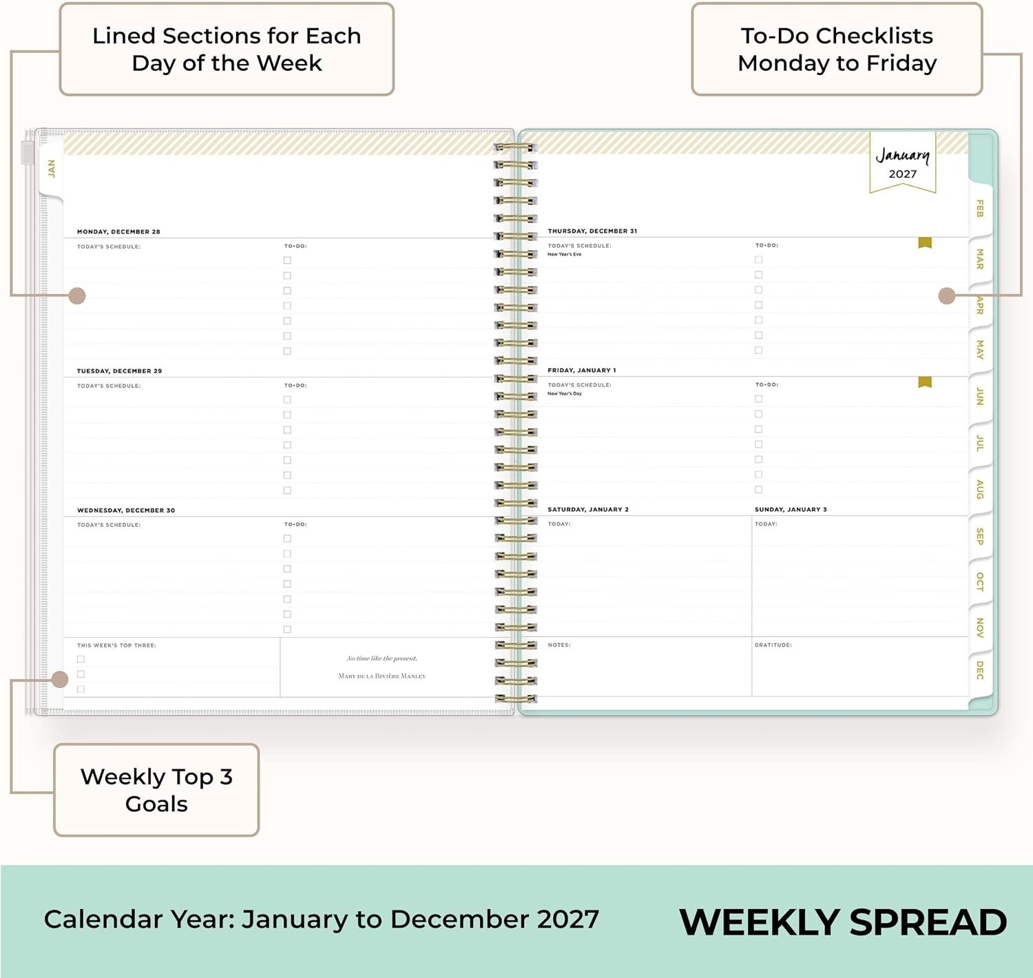 image:imageBlue Sky 2027 Weekly amp Monthly Planner Calendar 5x8 Tulip Garden MintTulip Garden Mint 2027