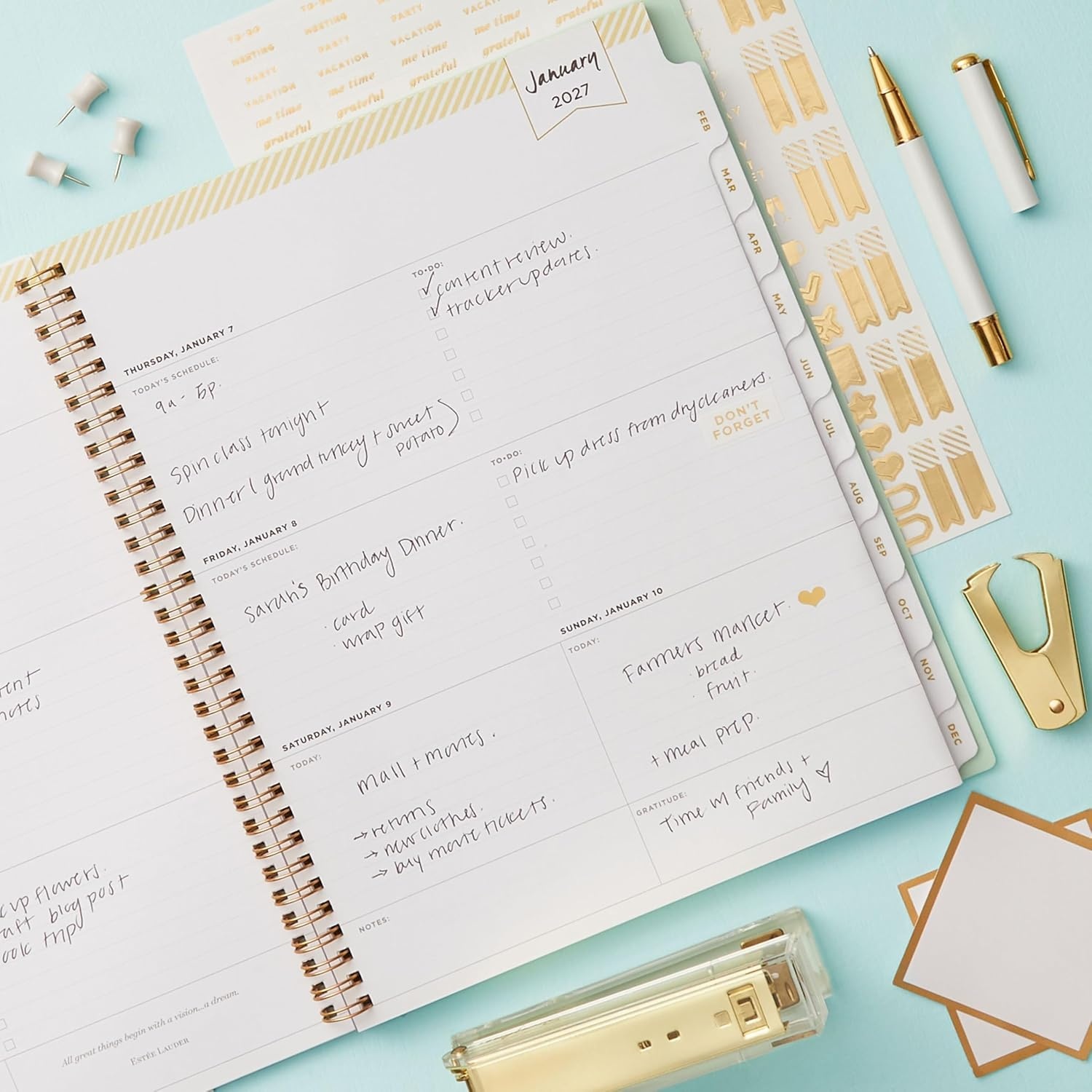 image:imageBlue Sky 2027 Weekly amp Monthly Planner Calendar 5x8 Tulip Garden MintTulip Garden Mint 2027