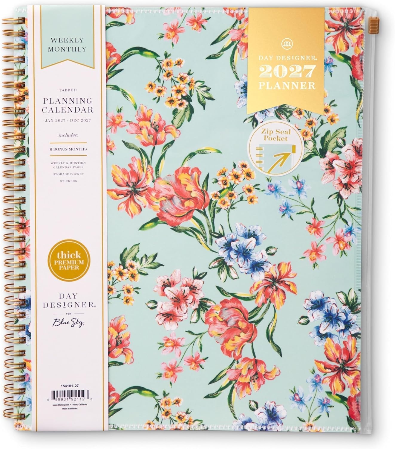 image:imageBlue Sky 2027 Weekly amp Monthly Planner Calendar 5x8 Tulip Garden MintTulip Garden Mint 2027