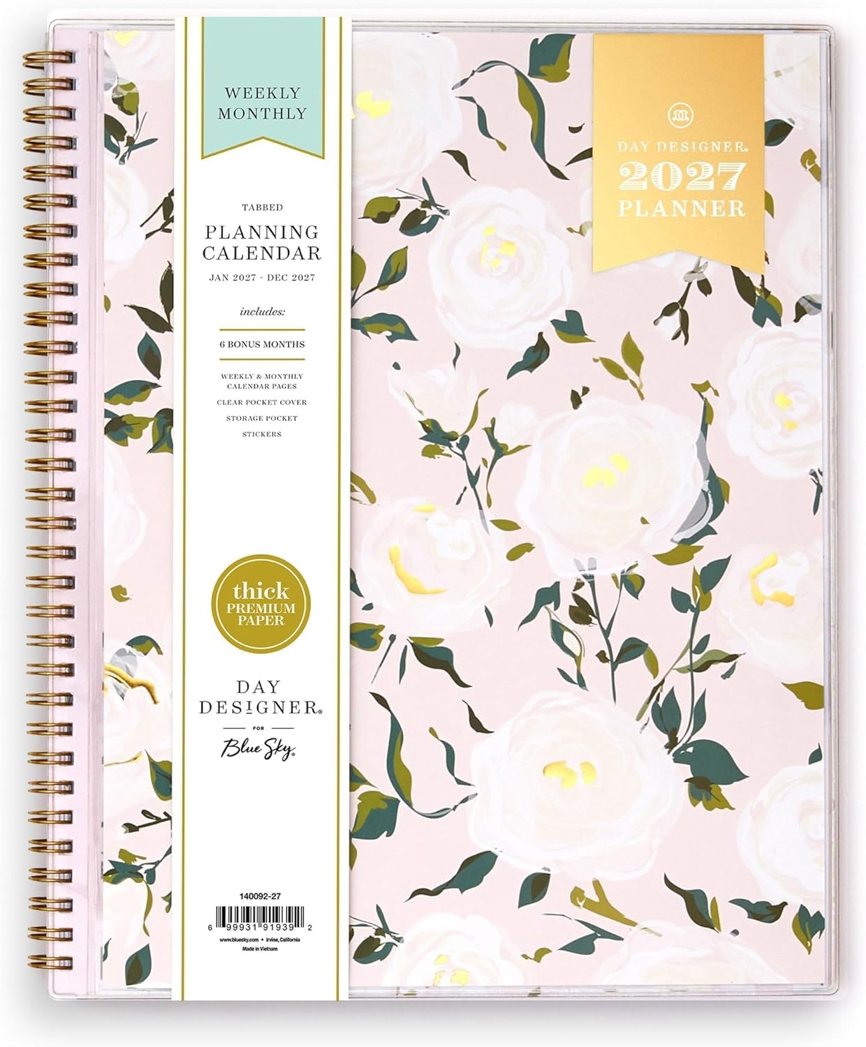 image:imageBlue Sky Day Designer 2027 Weekly amp Monthly Planner 5x8 Coming Up RosesComing Up Roses 2027