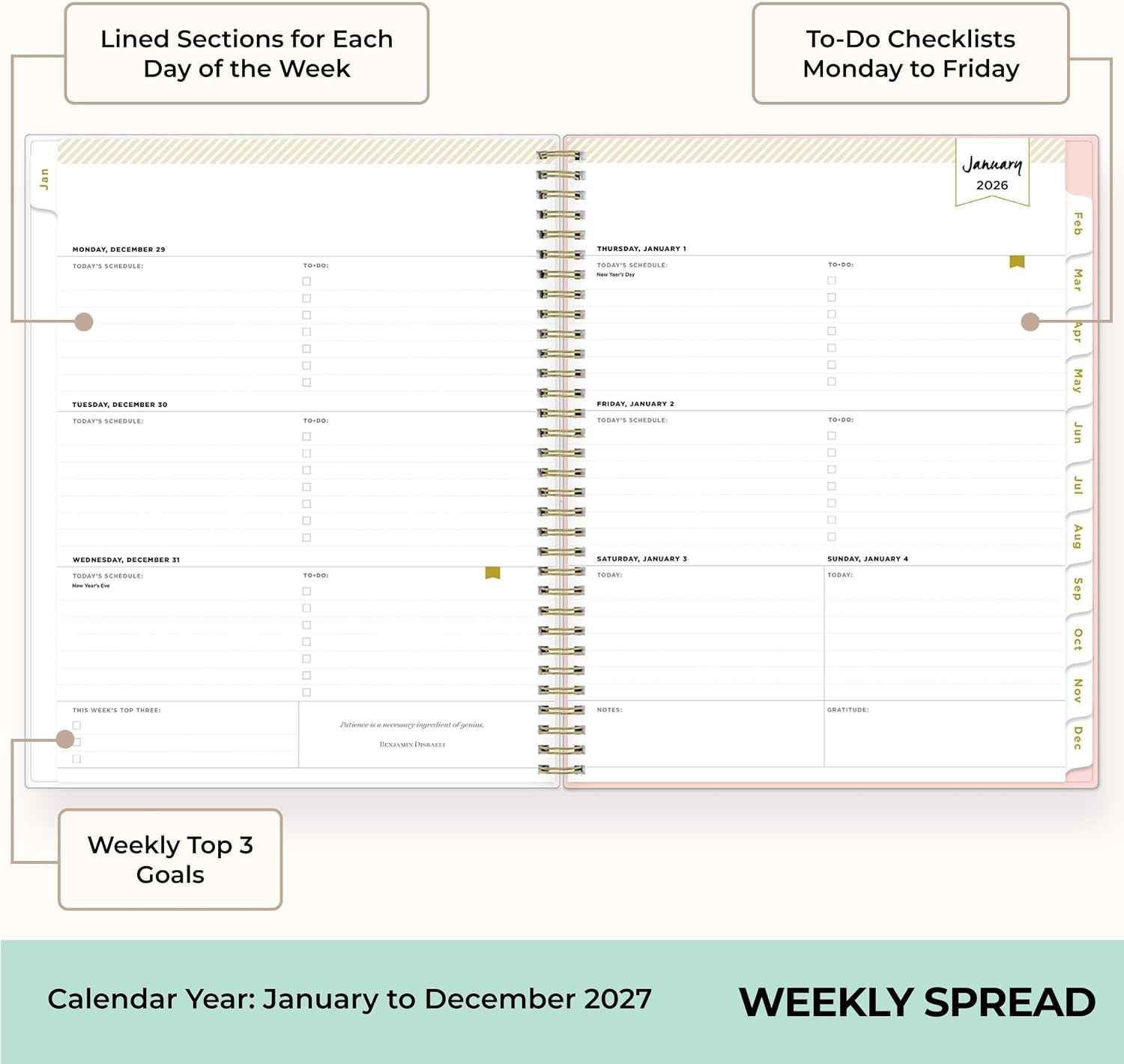 image:imageBlue Sky Day Designer 2027 Weekly amp Monthly Planner 5x8 Coming Up RosesComing Up Roses 2027