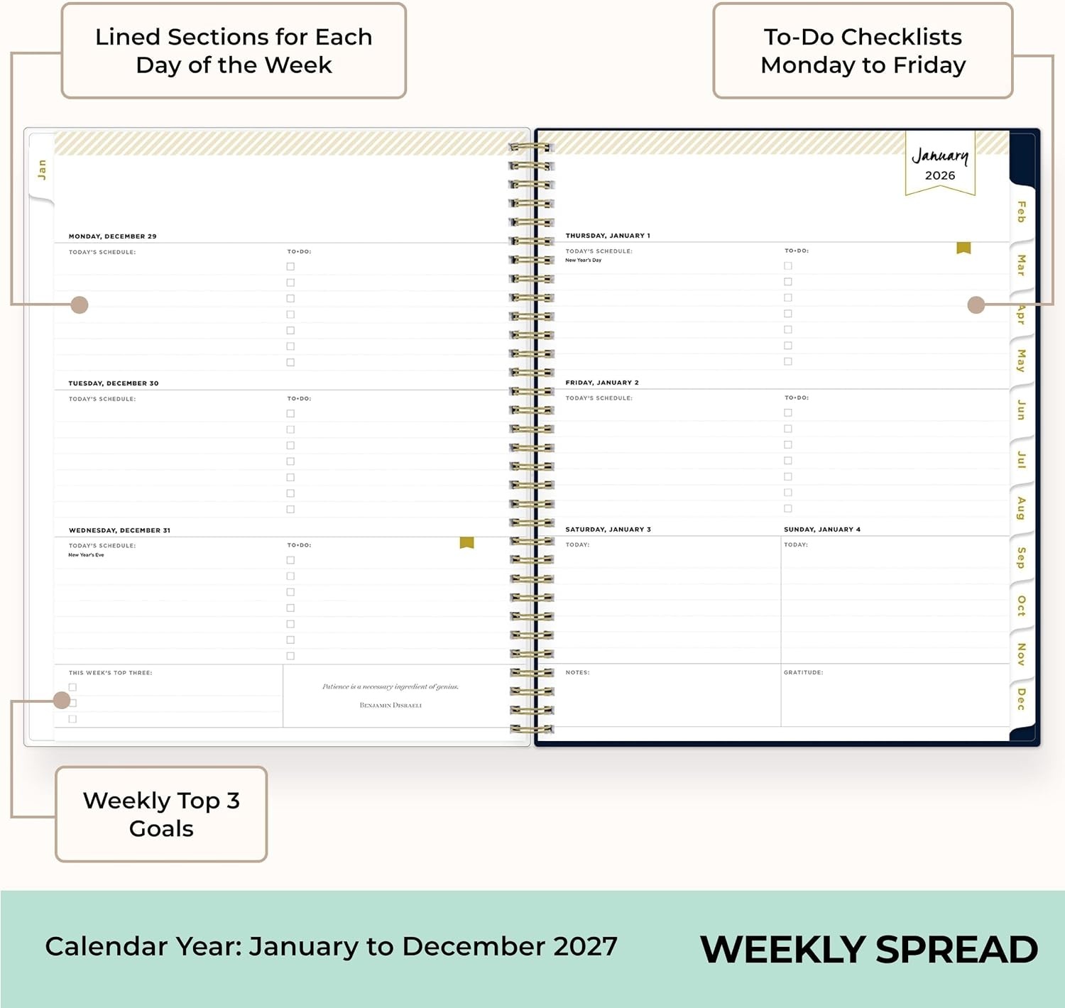 image:imageBlue Sky Day Designer 2027 Weekly amp Monthly Planner 5x8 Peyton NavyPeyton Navy 2027