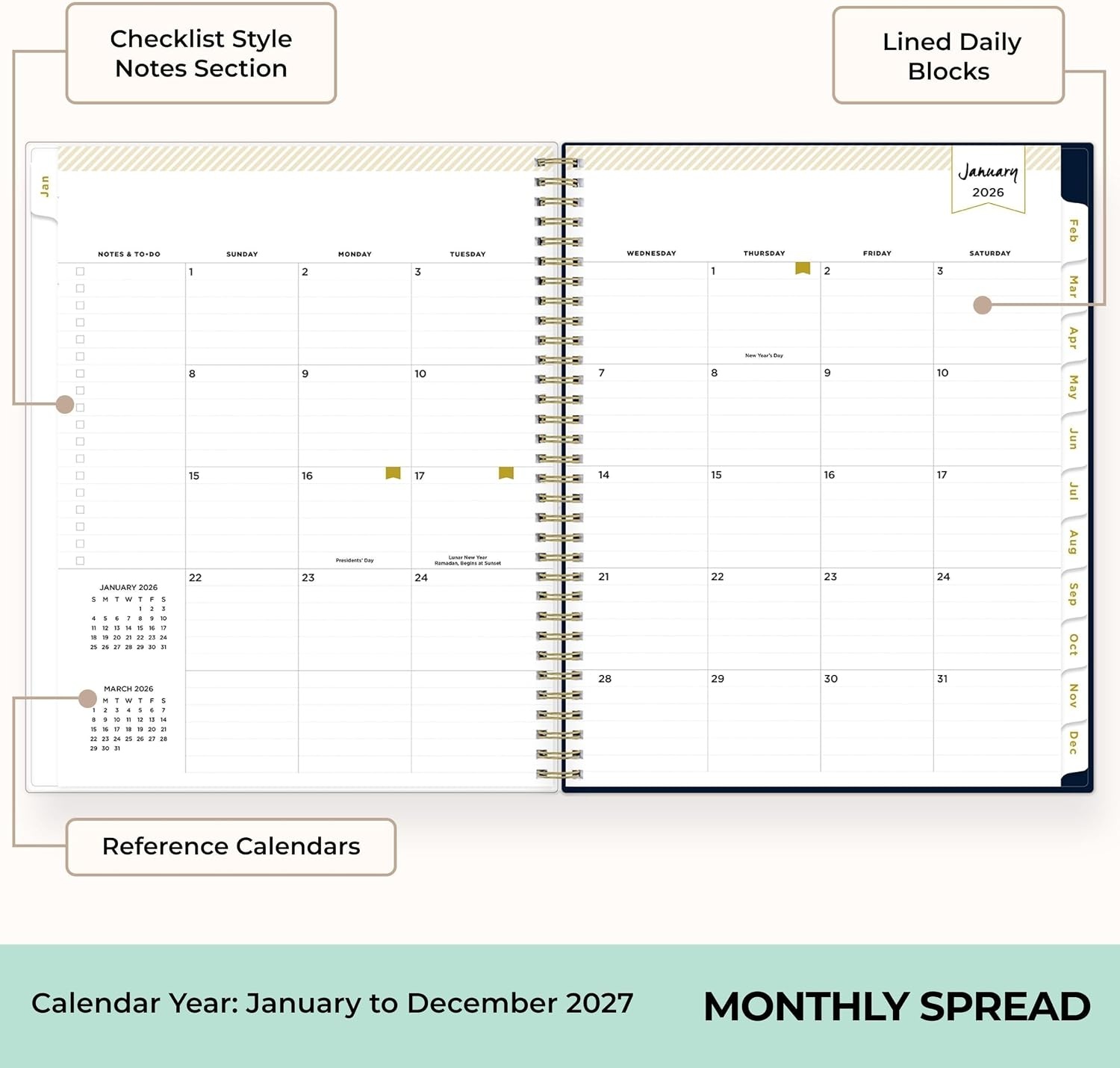 image:imageBlue Sky Day Designer 2027 Weekly amp Monthly Planner 5x8 Peyton NavyPeyton Navy 2027