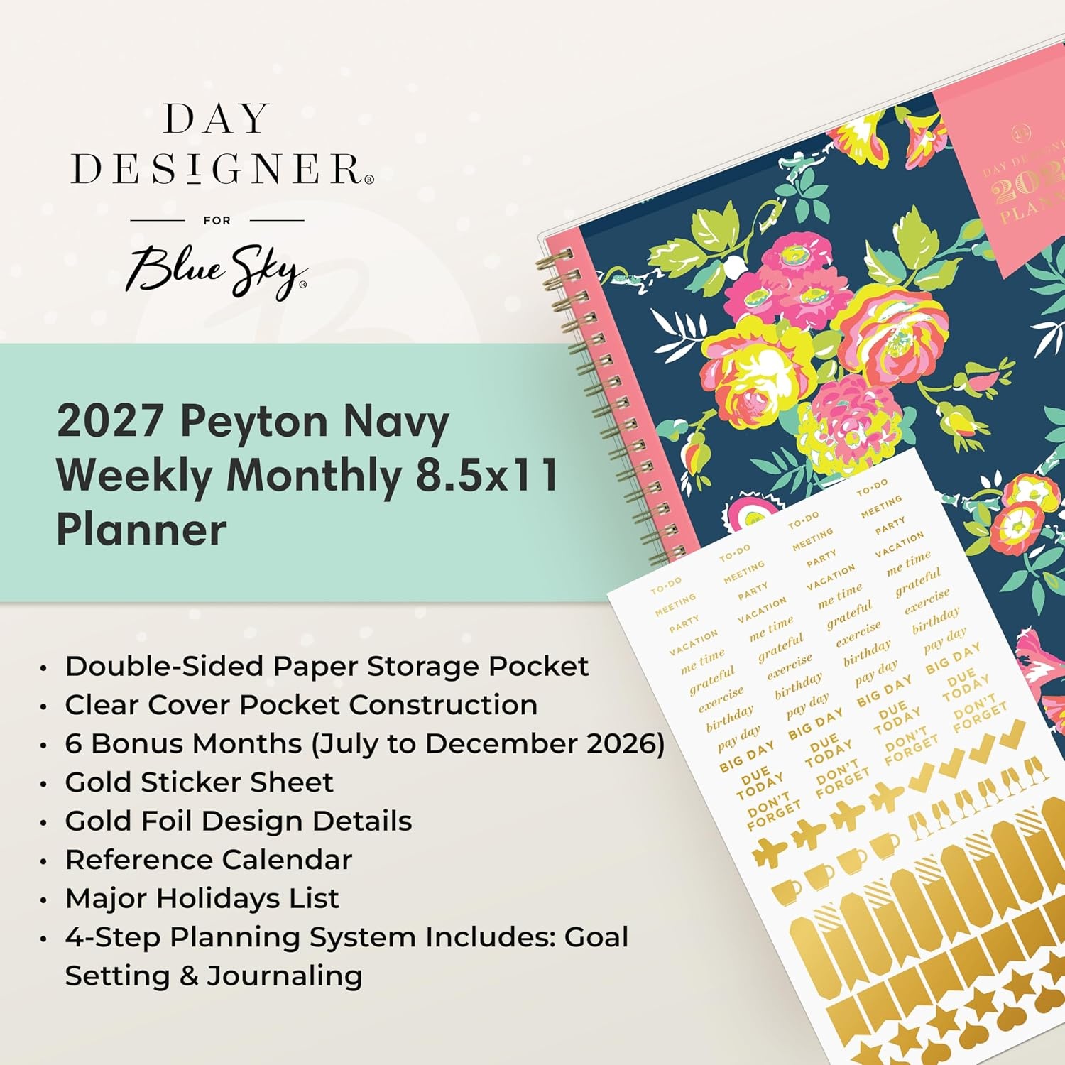 image:imageBlue Sky Day Designer 2027 Weekly amp Monthly Planner 5x8 Peyton NavyPeyton Navy 2027