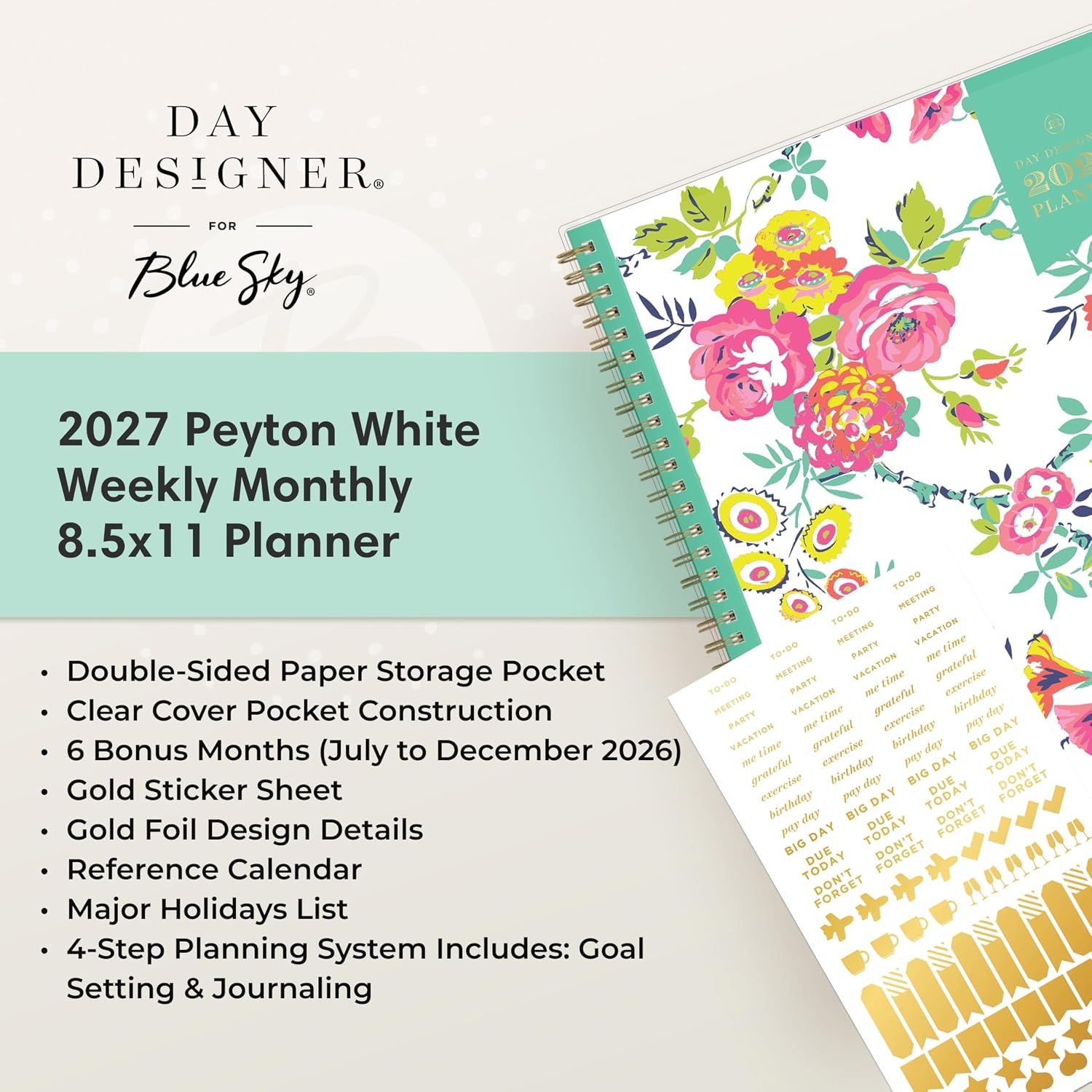 image:imageBlue Sky Day Designer 2027 Weekly amp Monthly Planner 5x8 Peyton WhitePeyton White 2027