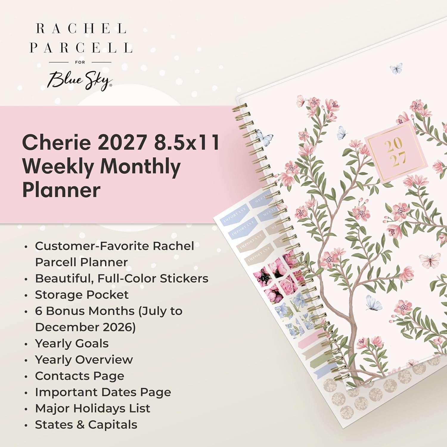 image:imageBlue Sky Rachel Parcell 2027 Weekly amp Monthly Planner 5x8 CherieCherie 2027