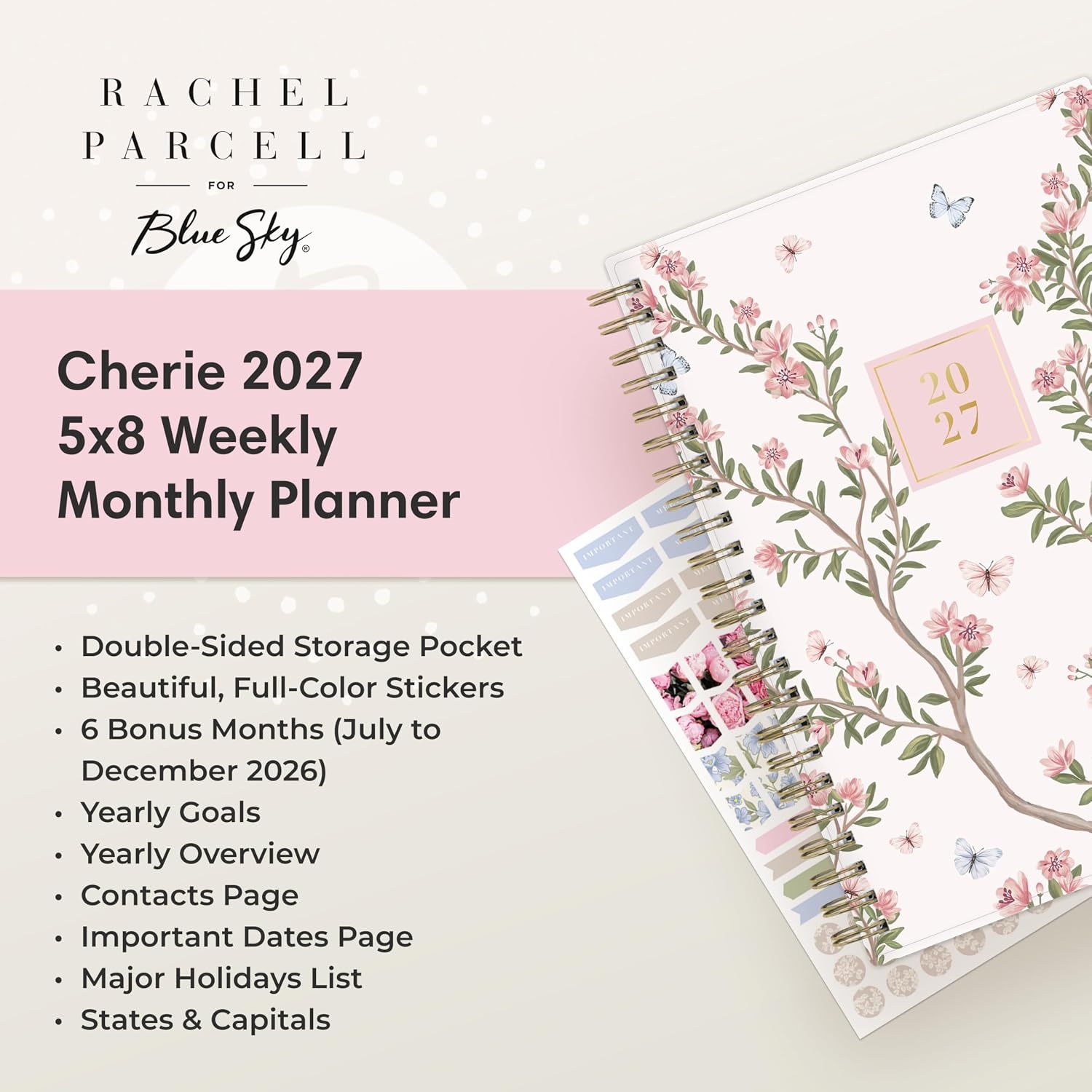 image:imageBlue Sky Rachel Parcell 2027 Weekly amp Monthly Planner 5x8 CherieCherie 2027