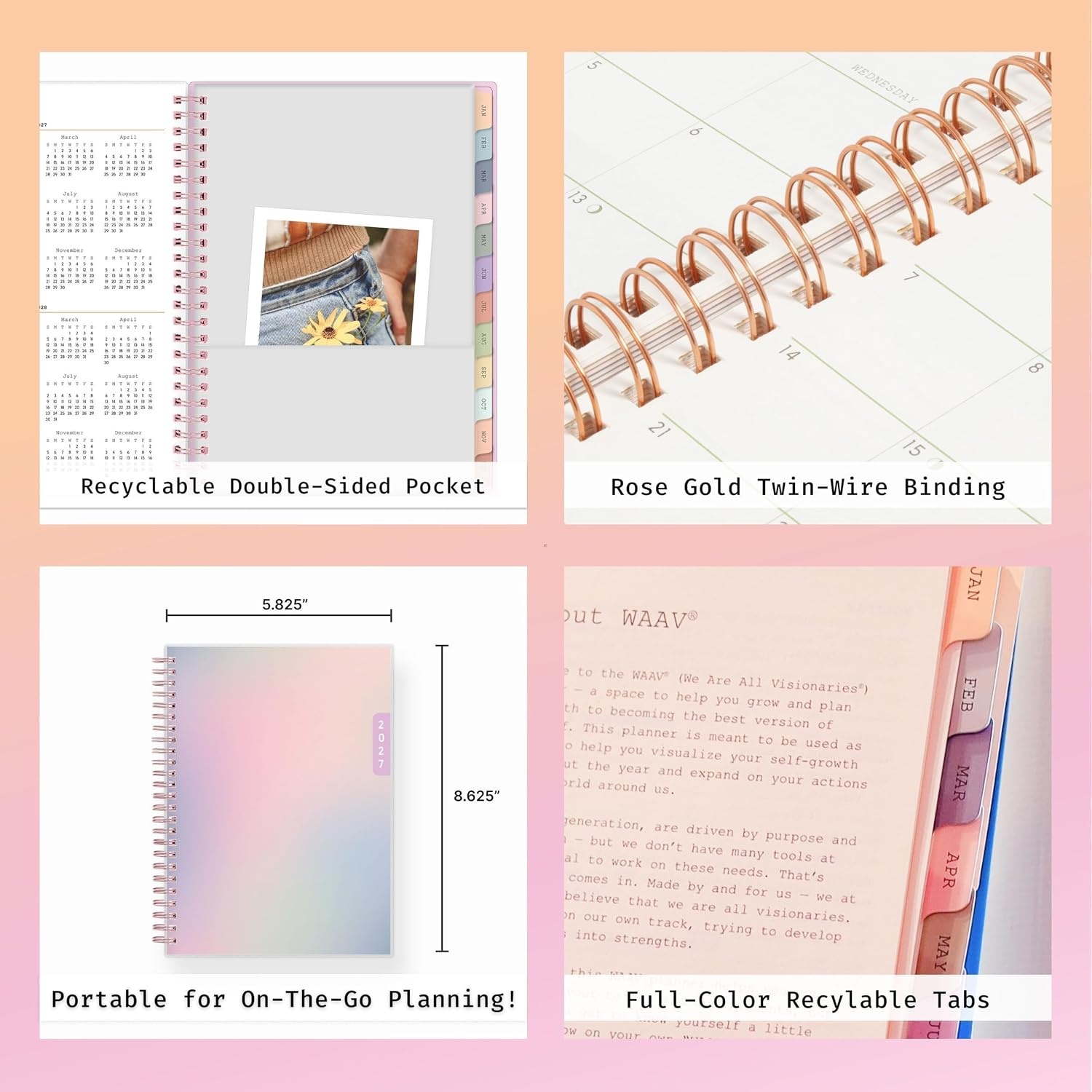 image:imageBlue Sky WAAV 2027 Weekly amp Monthly Planner Calendar 5875x8625 GloriaGloria 2027