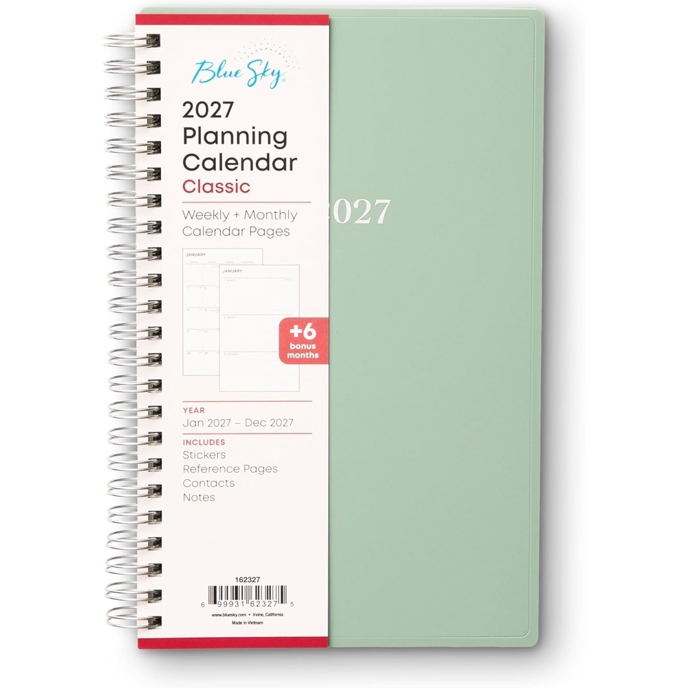 image:imageBlue Sky 2027 Weekly amp Monthly Planner Calendar 5x8 Solid Green