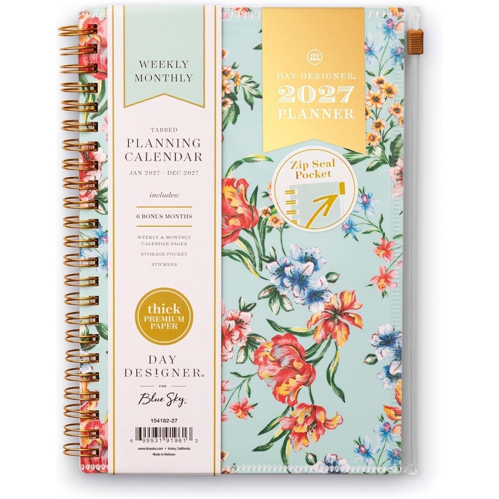 image:imageBlue Sky 2027 Weekly amp Monthly Planner Calendar 5x8 Tulip Garden MintTulip Garden Mint 2027