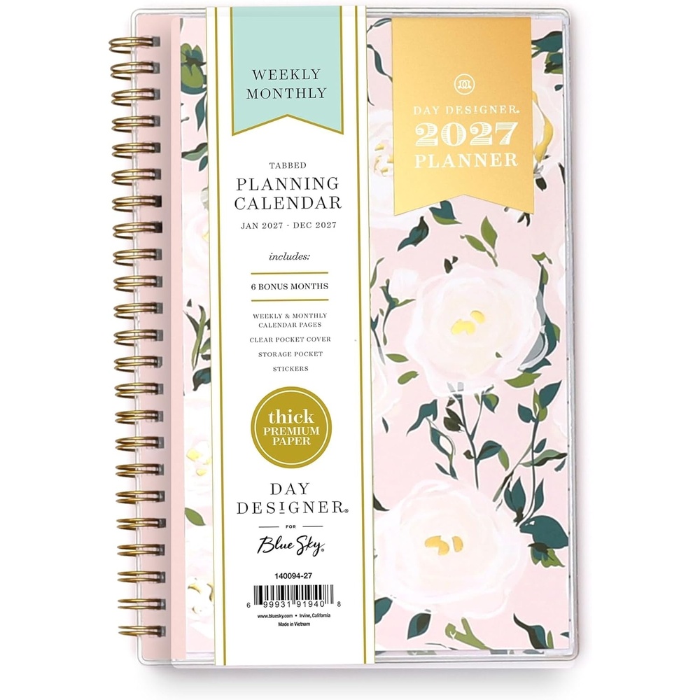 image:imageBlue Sky Day Designer 2027 Weekly amp Monthly Planner 5x8 Coming Up RosesComing Up Roses 2027