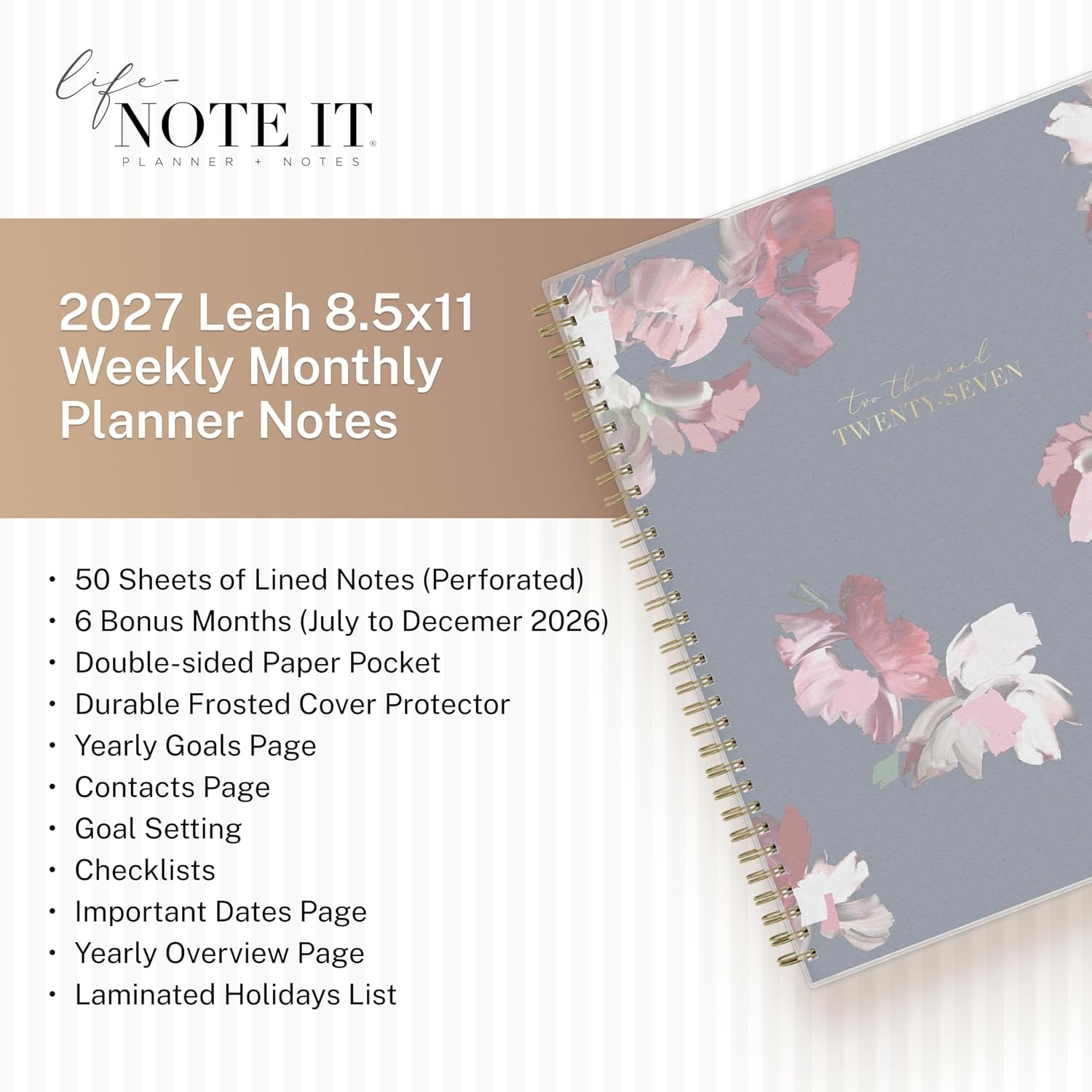 image:imageBlue Sky Life Note It 2027 Weekly amp Monthly Planne Calendar 85x11 LeahLeah 2027