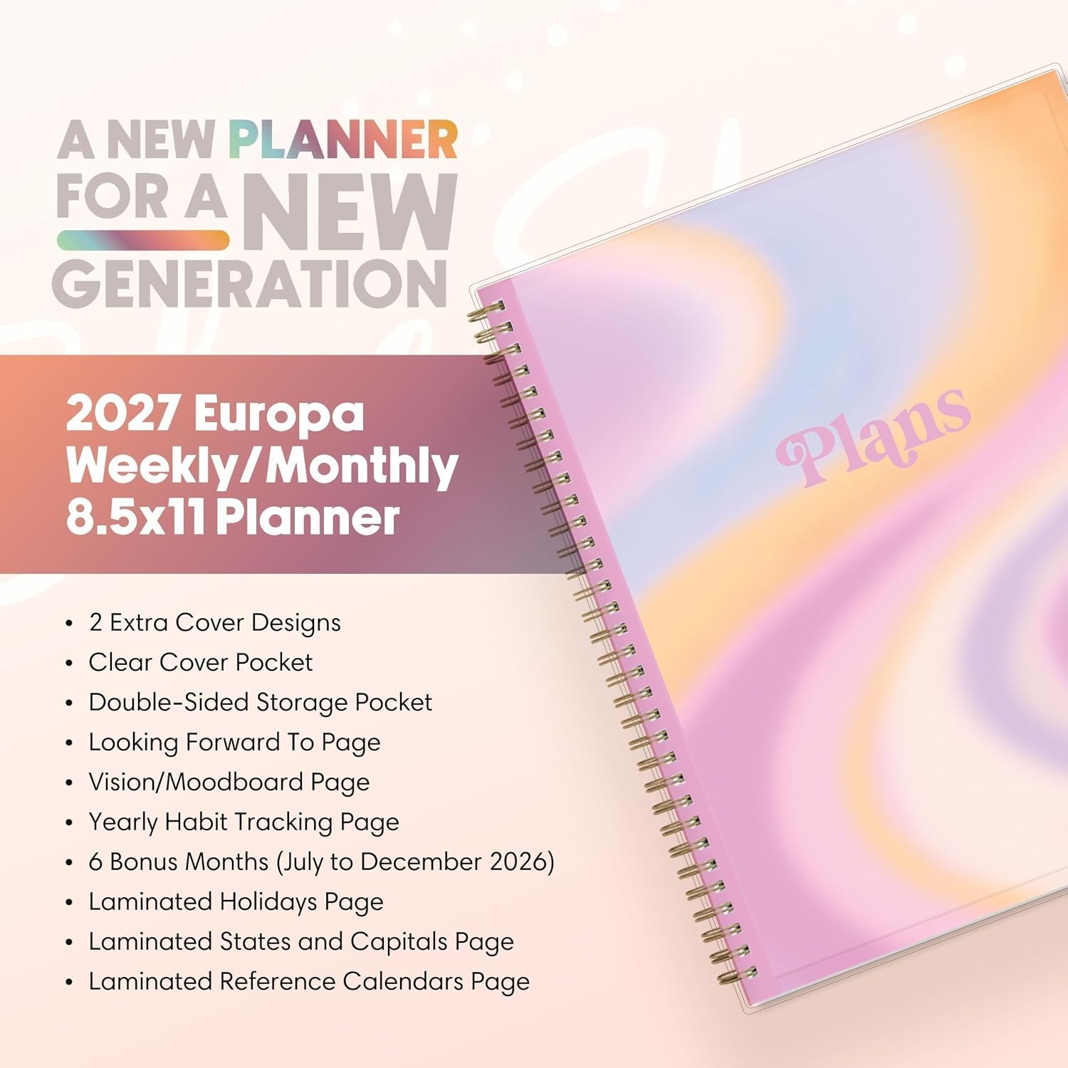 image:imageBlue Sky Gen Z 2027 Weekly amp Monthly Planner Calendar 85x11 EuropaEuropa 2027