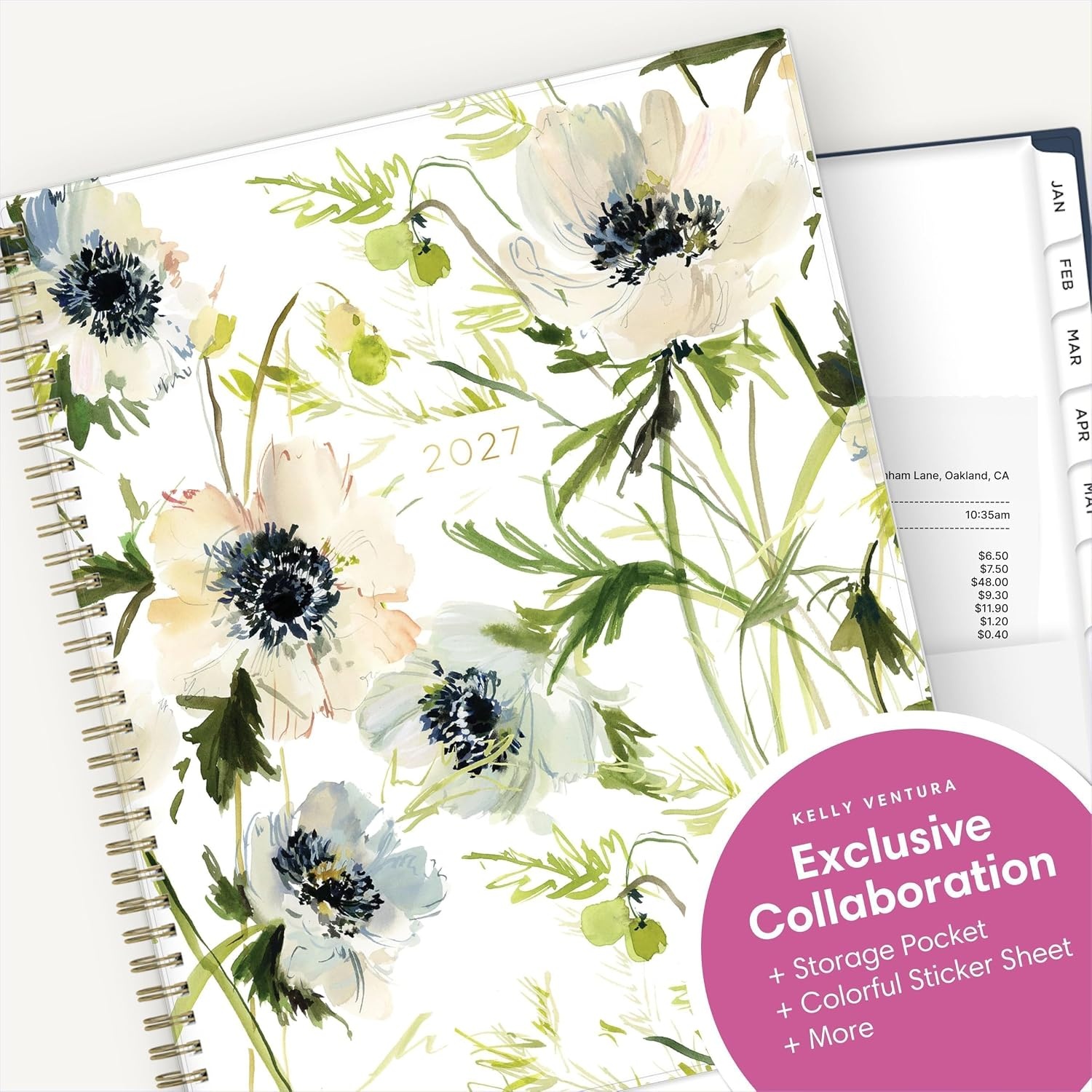 image:imageBlue Sky Kelly Ventura 2027 Weekly amp Monthly Planner 85x11 AnemonesAnemones 2027