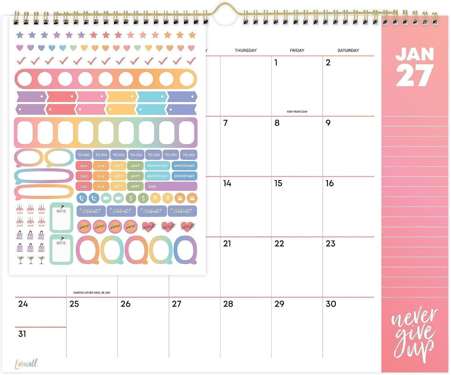 image:imageBlue Sky LiveWell 2027 Monthly Wall Calendar 15x12LiveWell 2027