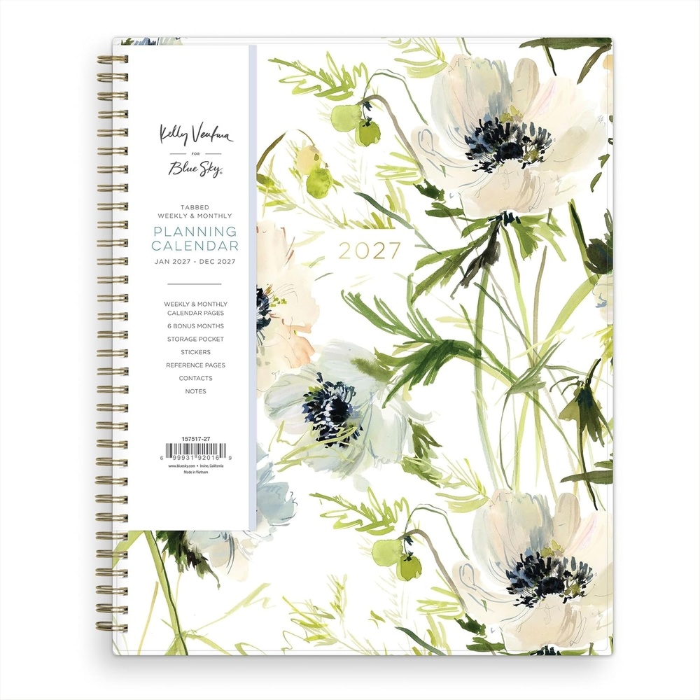 image:imageBlue Sky Kelly Ventura 2027 Weekly amp Monthly Planner 85x11 AnemonesAnemones 2027