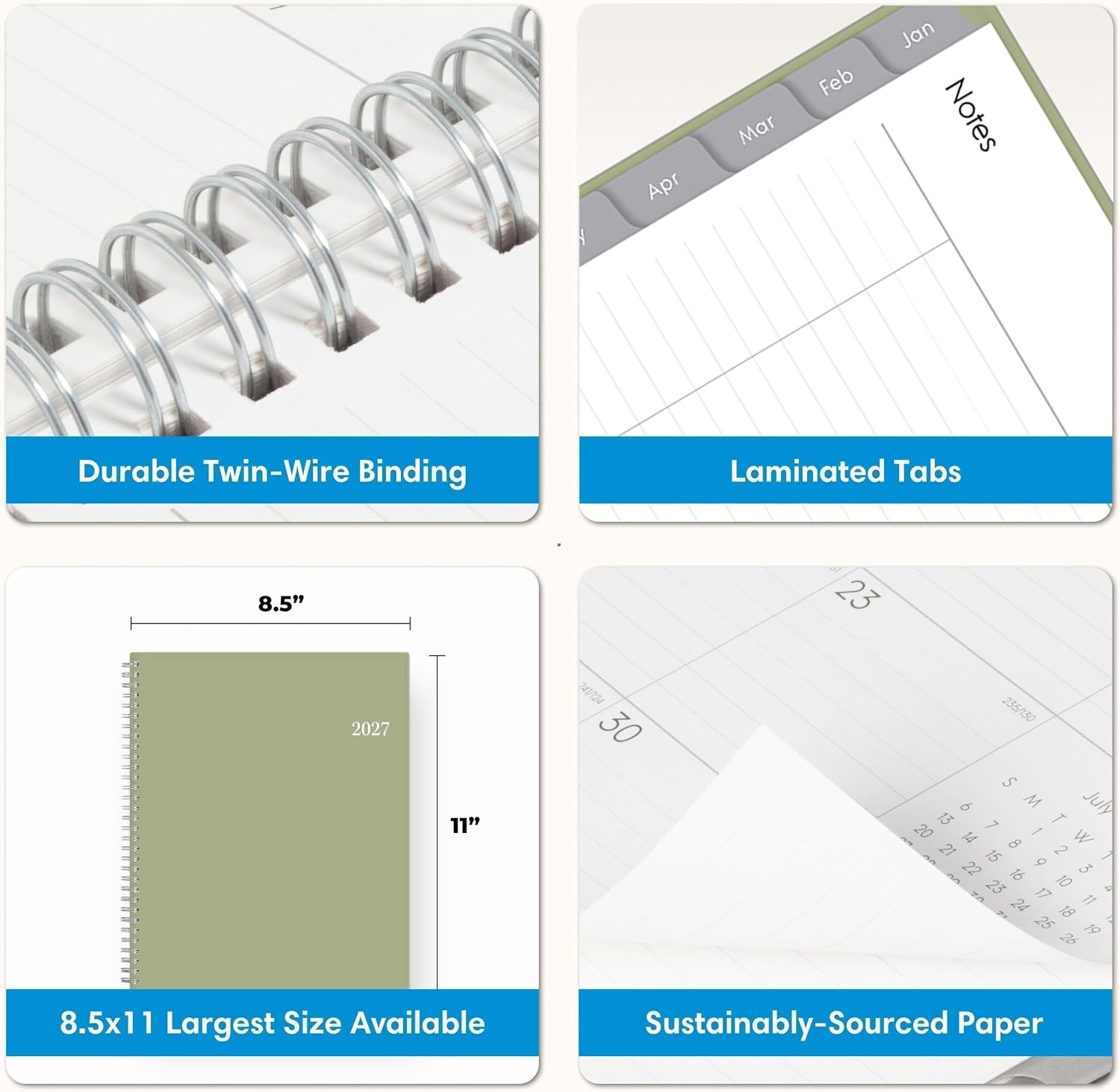 image:imageBlue Sky 2027 Weekly amp Monthly Planner 85x11 Enterprise Sage GreenEnterprise Sage Green 2027