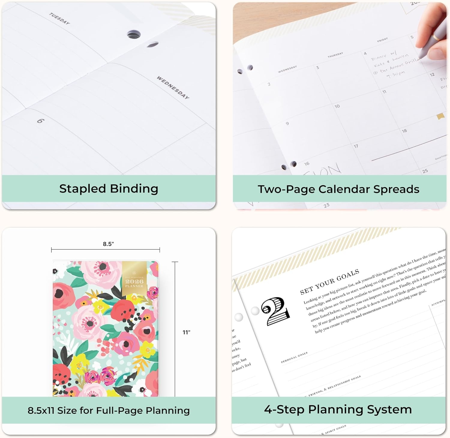 image:imageBlue Sky Day Designer 2027 Monthly Planner 85x11 Secret Garden MintSecret Garden Mint 2026