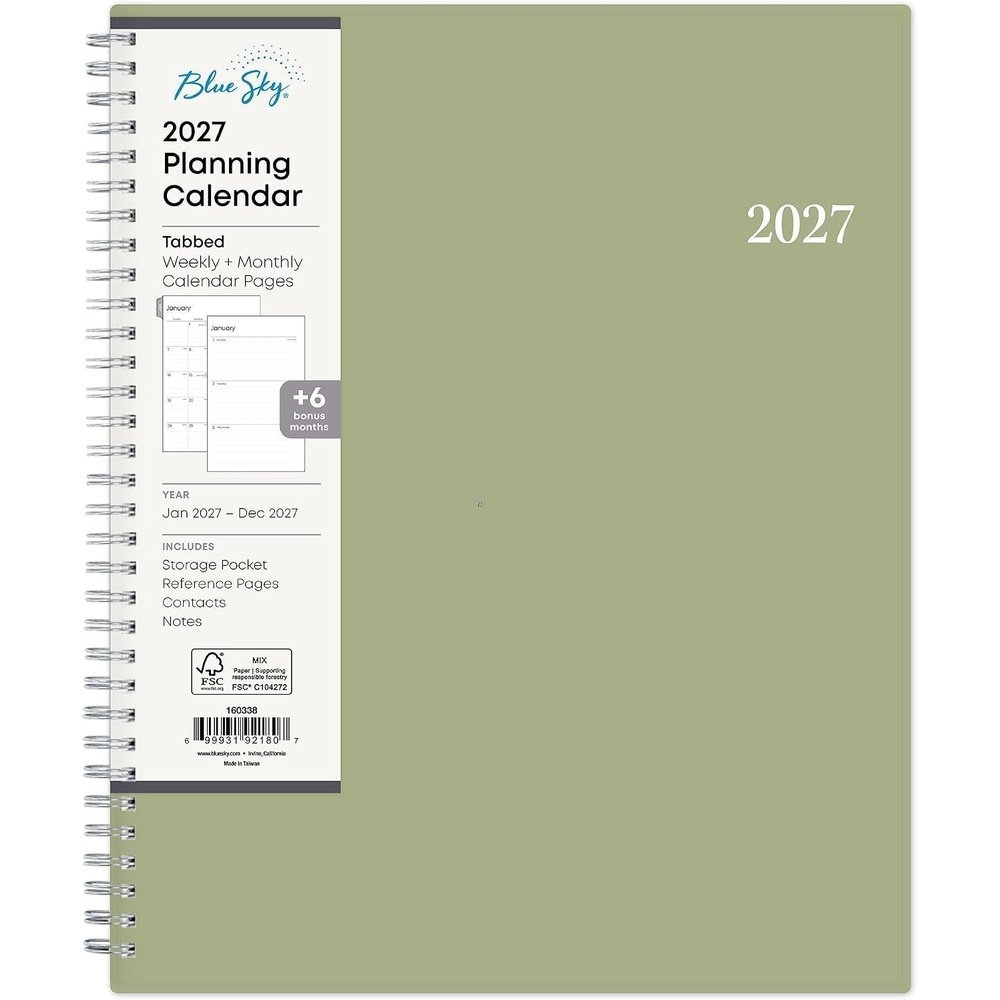 image:imageBlue Sky 2027 Weekly amp Monthly Planner 85x11 Enterprise Sage GreenEnterprise Sage Green 2027