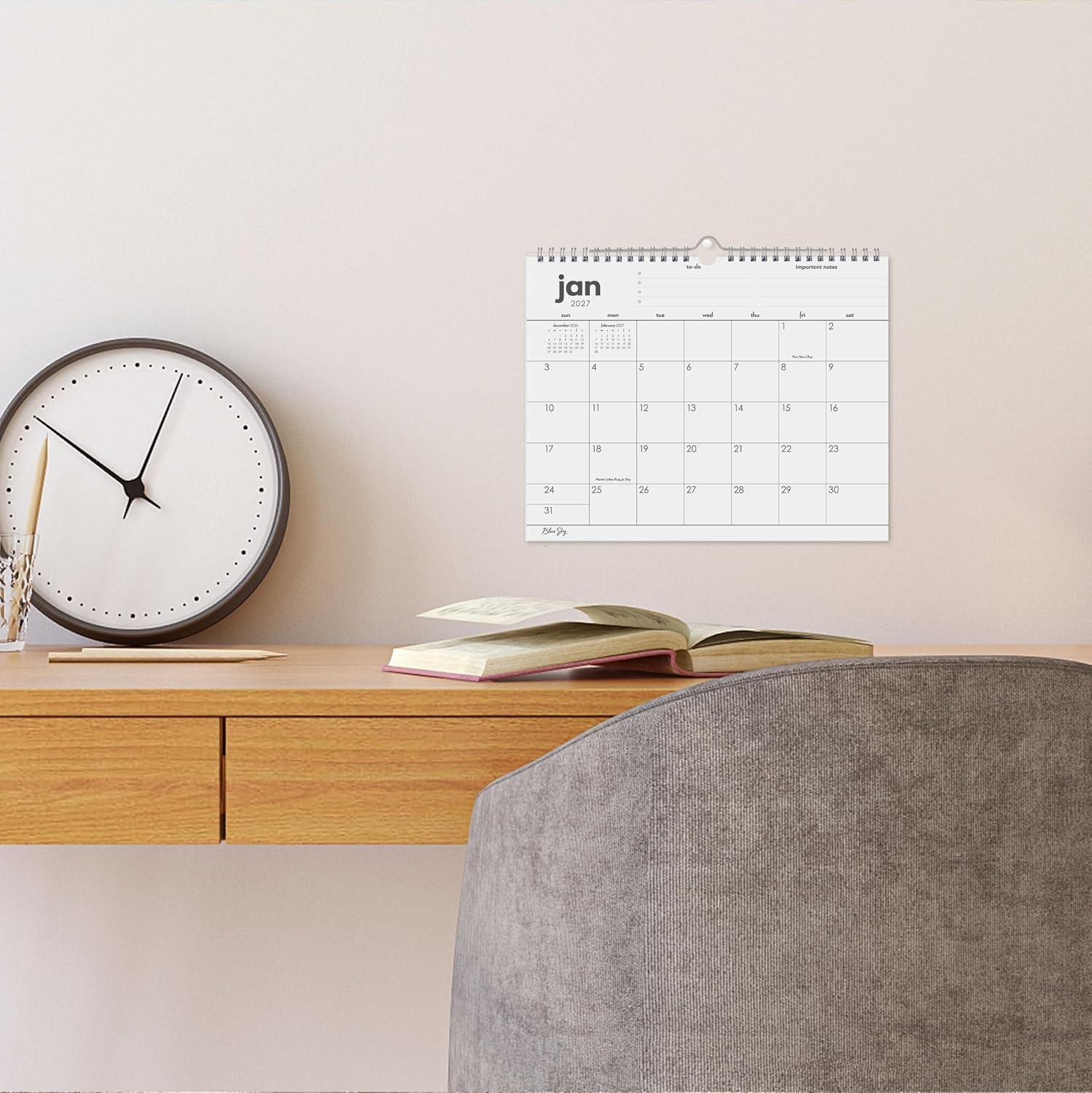image:imageBlue Sky 2027 24Month Monthly Wall Calendar 11x875To Do 2027