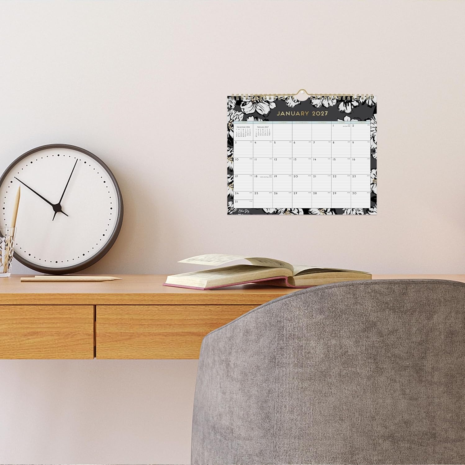 image:imageBlue Sky 2027 Monthly Wall Calendar 11x875 Baccara DarkBaccara Dark 2027