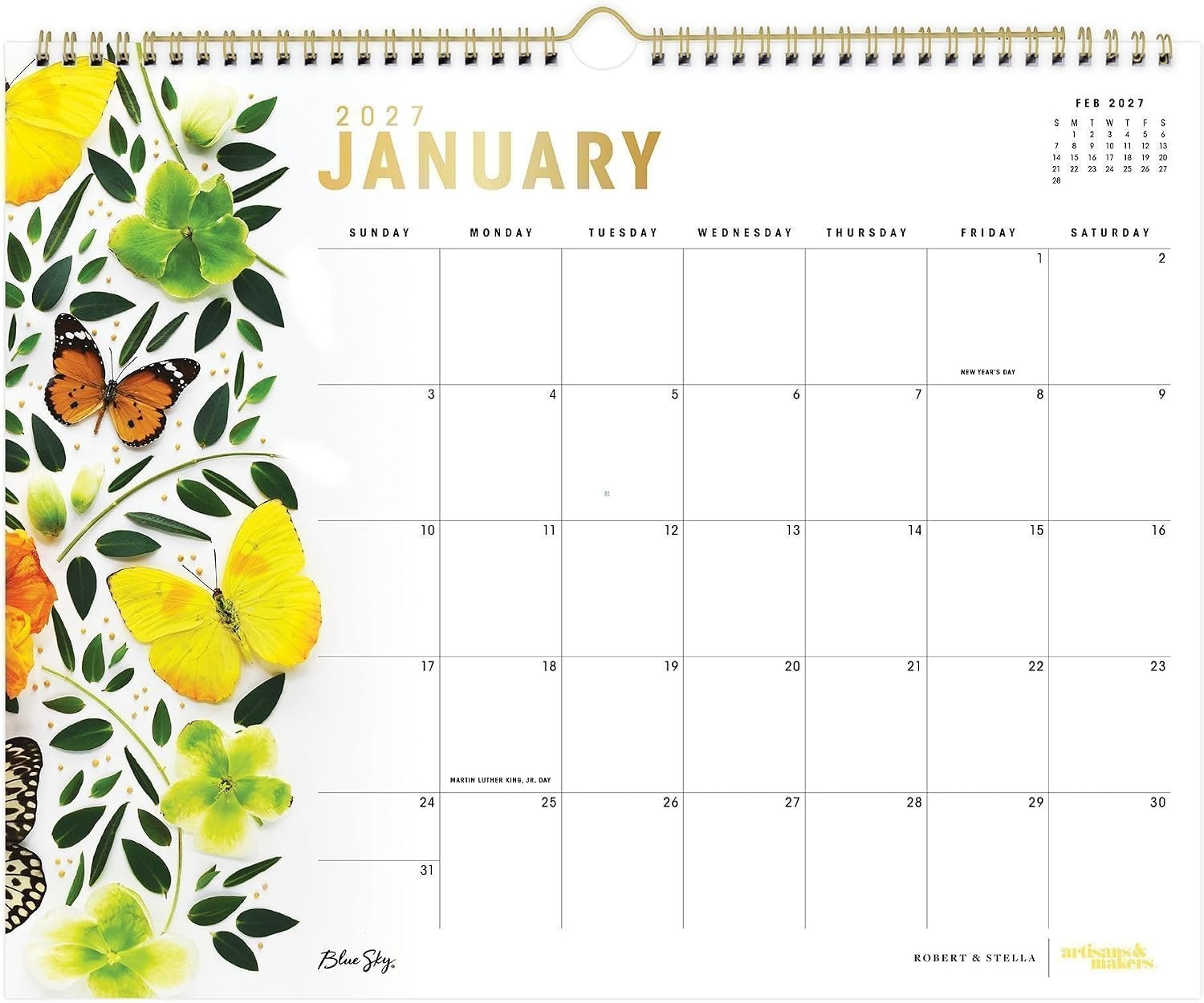 image:imageBlue Sky 2027 Monthly Wall Calendar 15x12 ButterfliesButterflies 2027